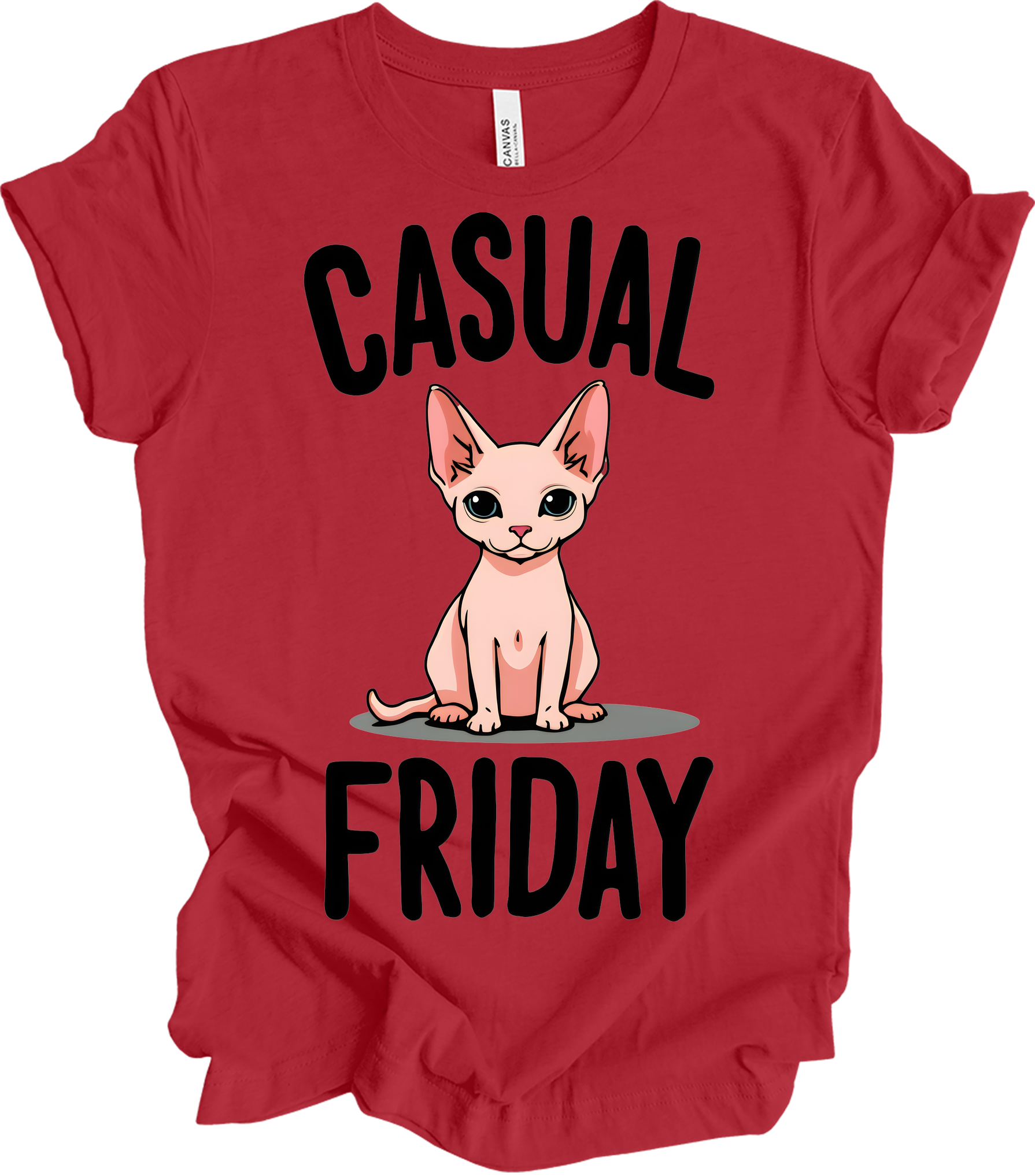 Casual Friday Hairless Cat T-Shirt in Canvas Red