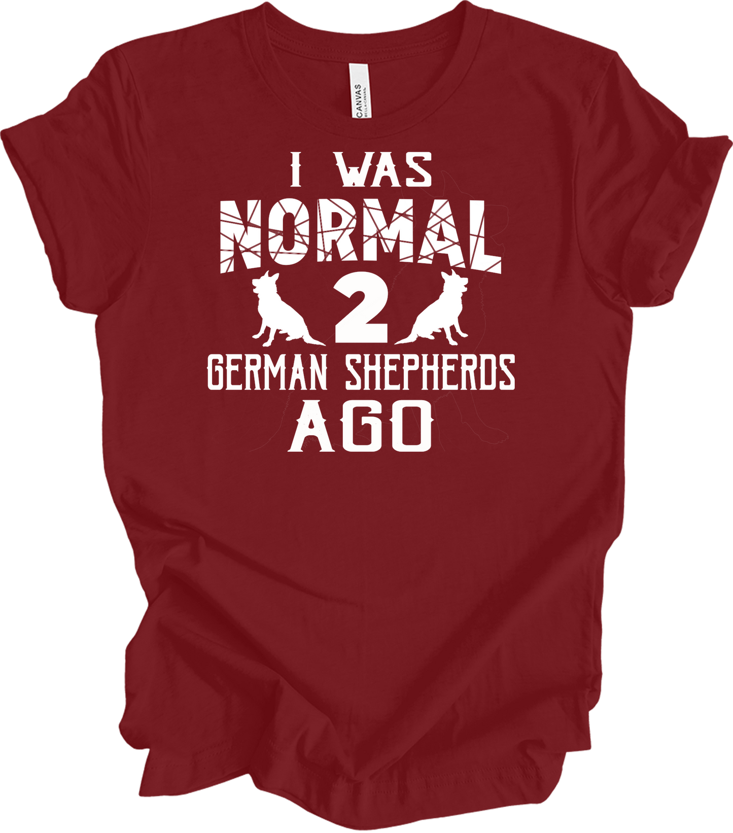 Normal 2 German Shepherds Ago T-Shirt in Cardinal