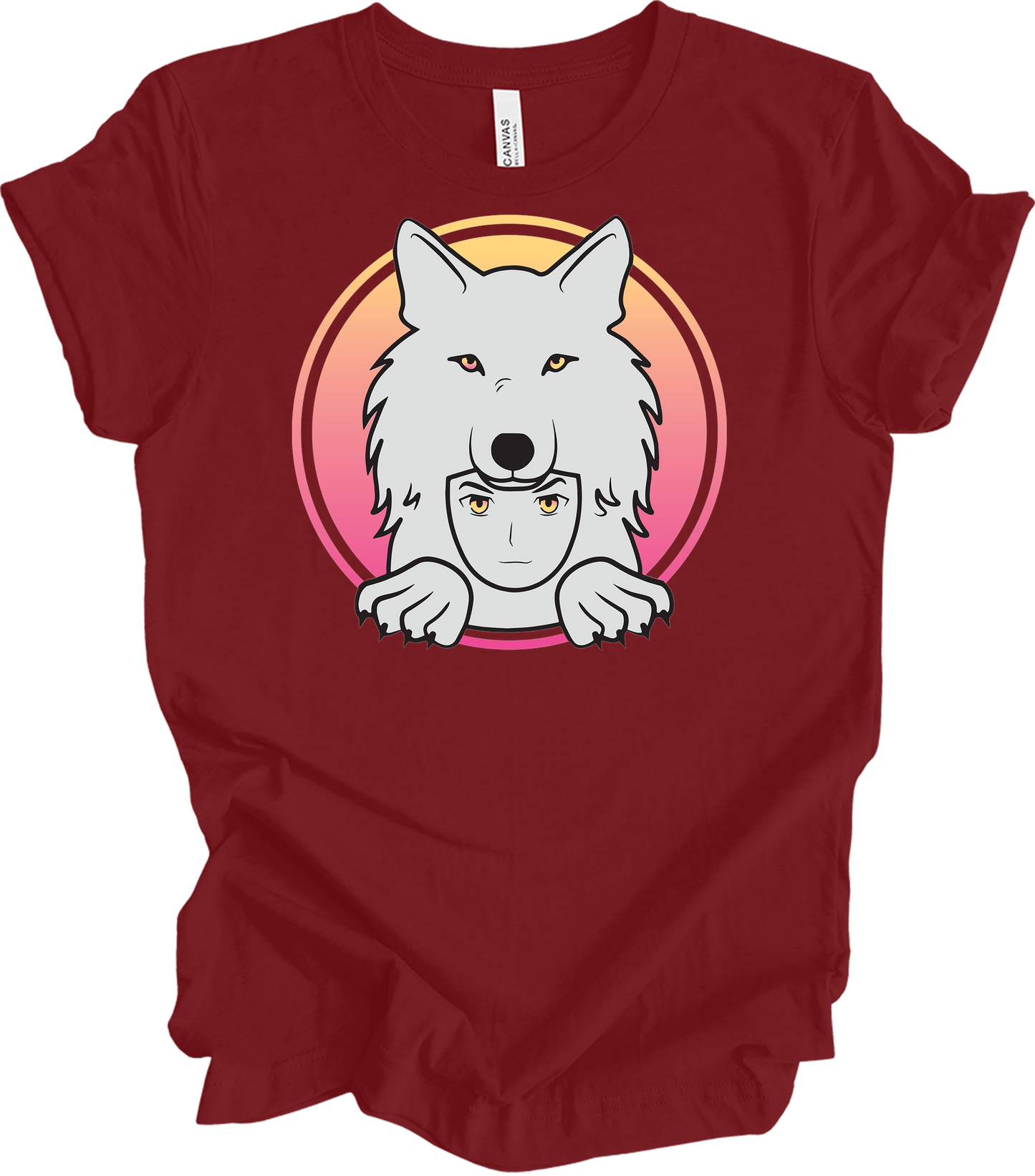White Wolf Spirit Animal Anime - Wolf Pack T-Shirt in Cardinal