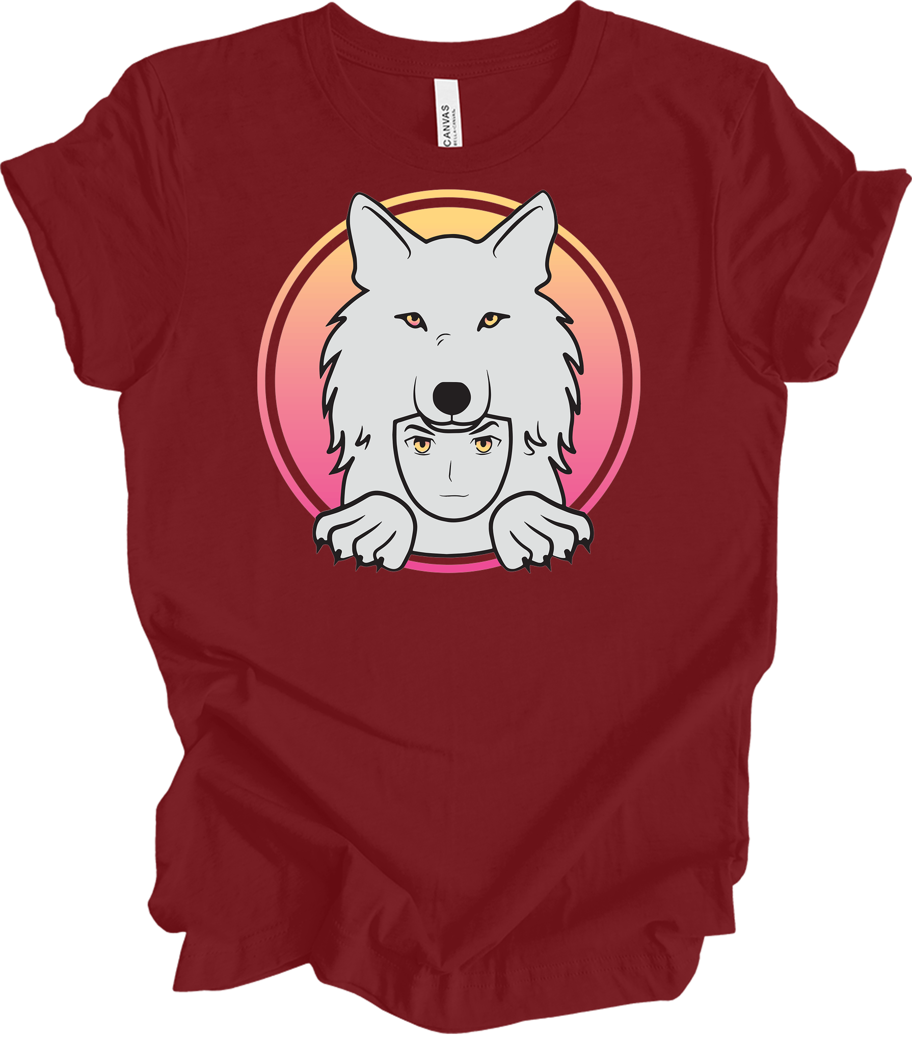 White Wolf Spirit Animal Anime - Wolf Pack T-Shirt in Cardinal