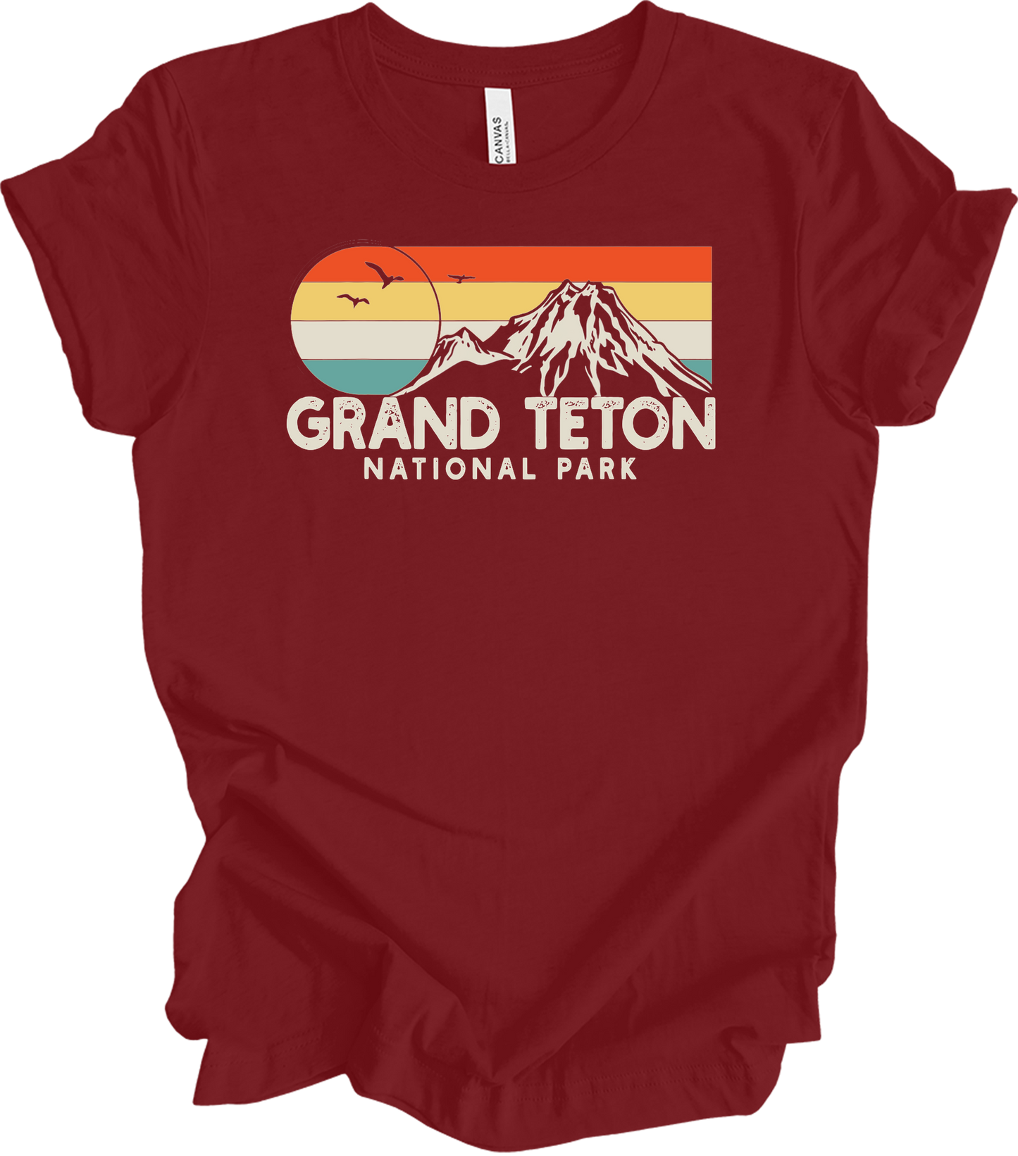 Grand Teton National Park Retro T-Shirt in Cardinal