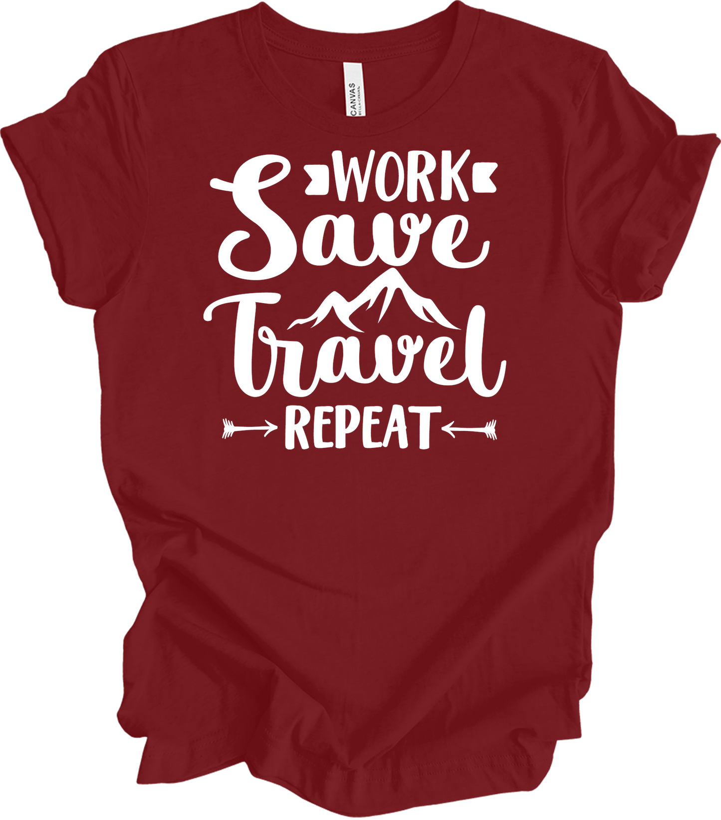 Work Save Travel Repeat - Adventure T-Shirt in Cardinal