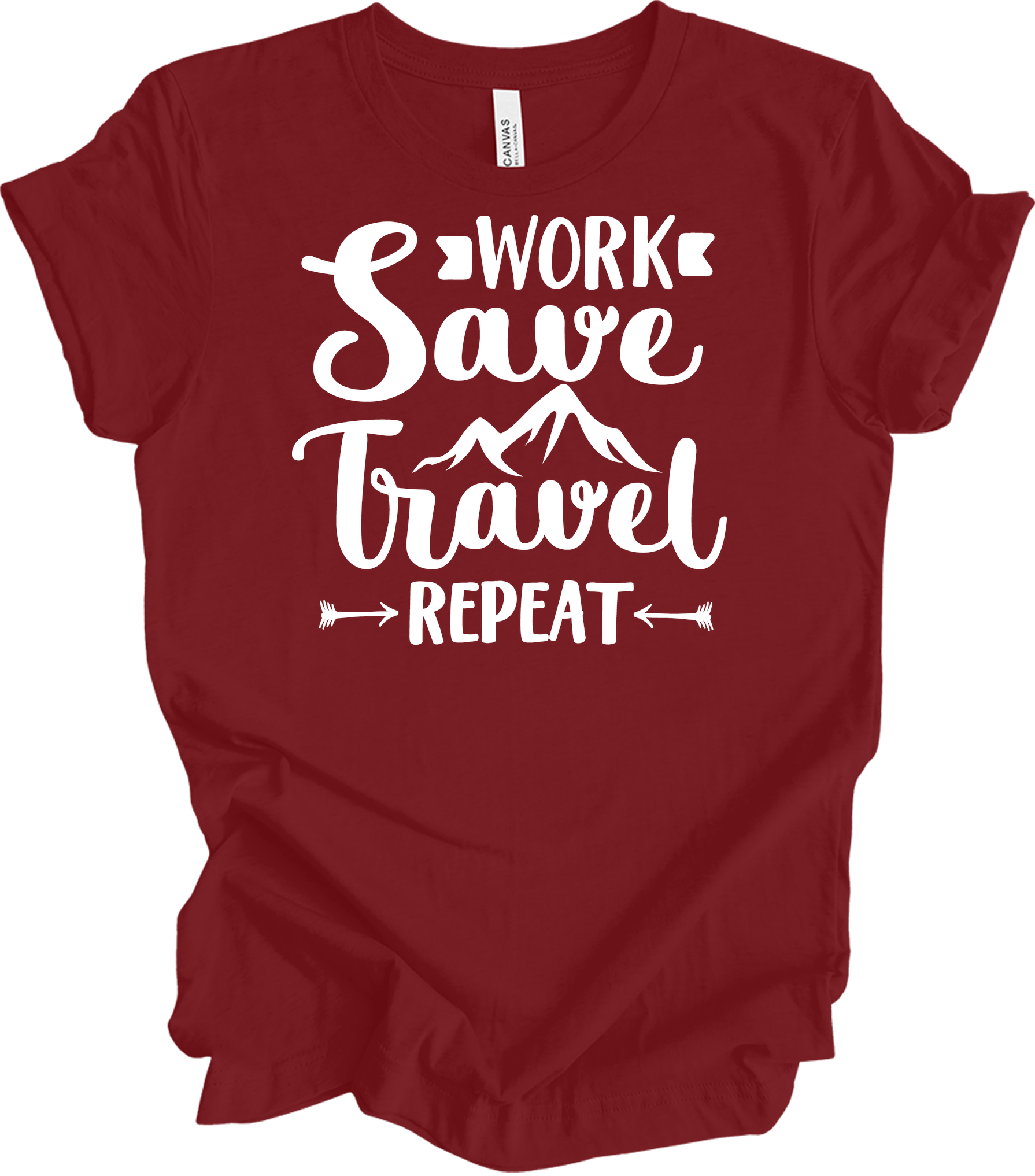 Work Save Travel Repeat - Adventure T-Shirt in Cardinal