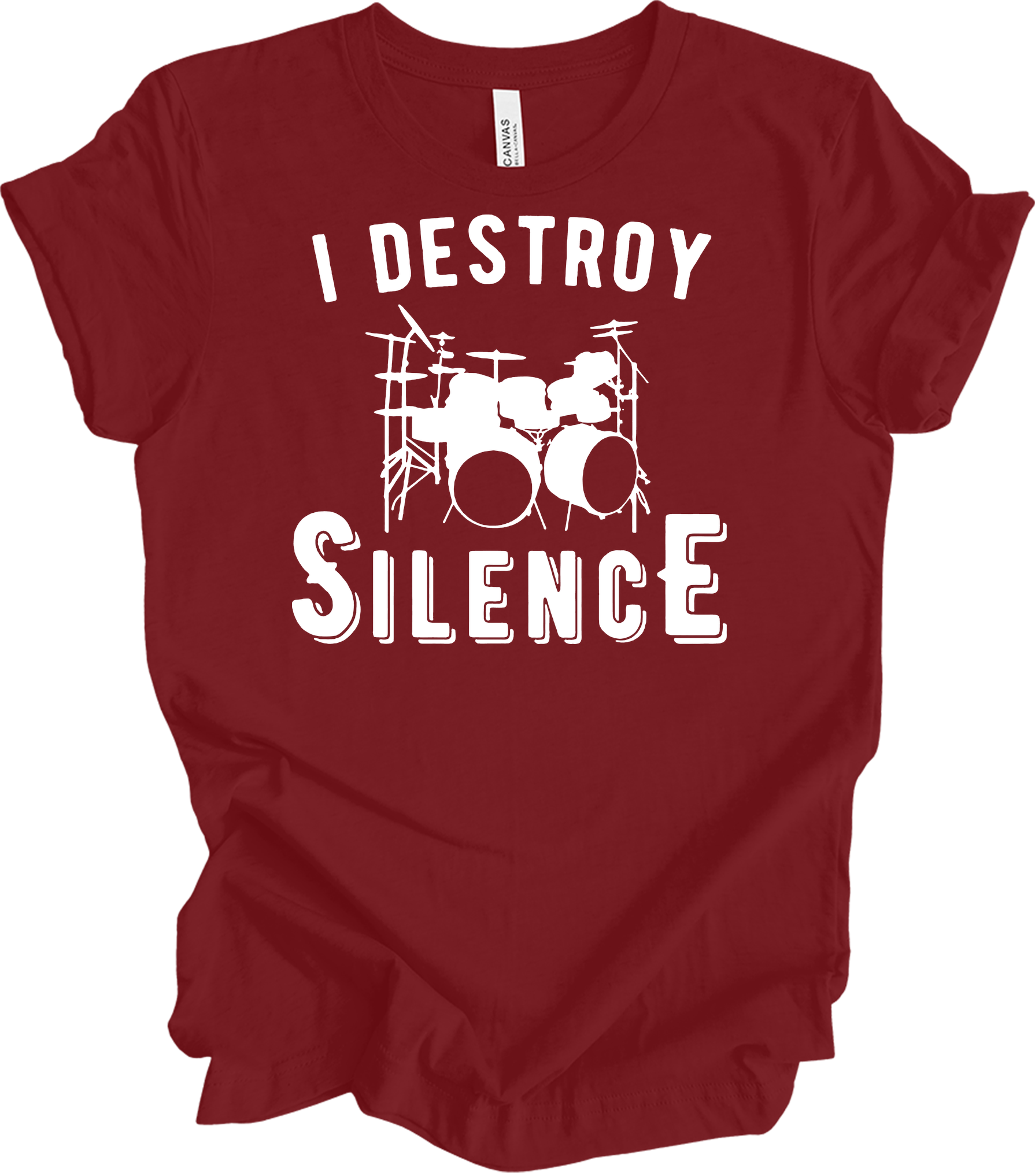 I Destroy Silence Drummer T-Shirt in Cardinal