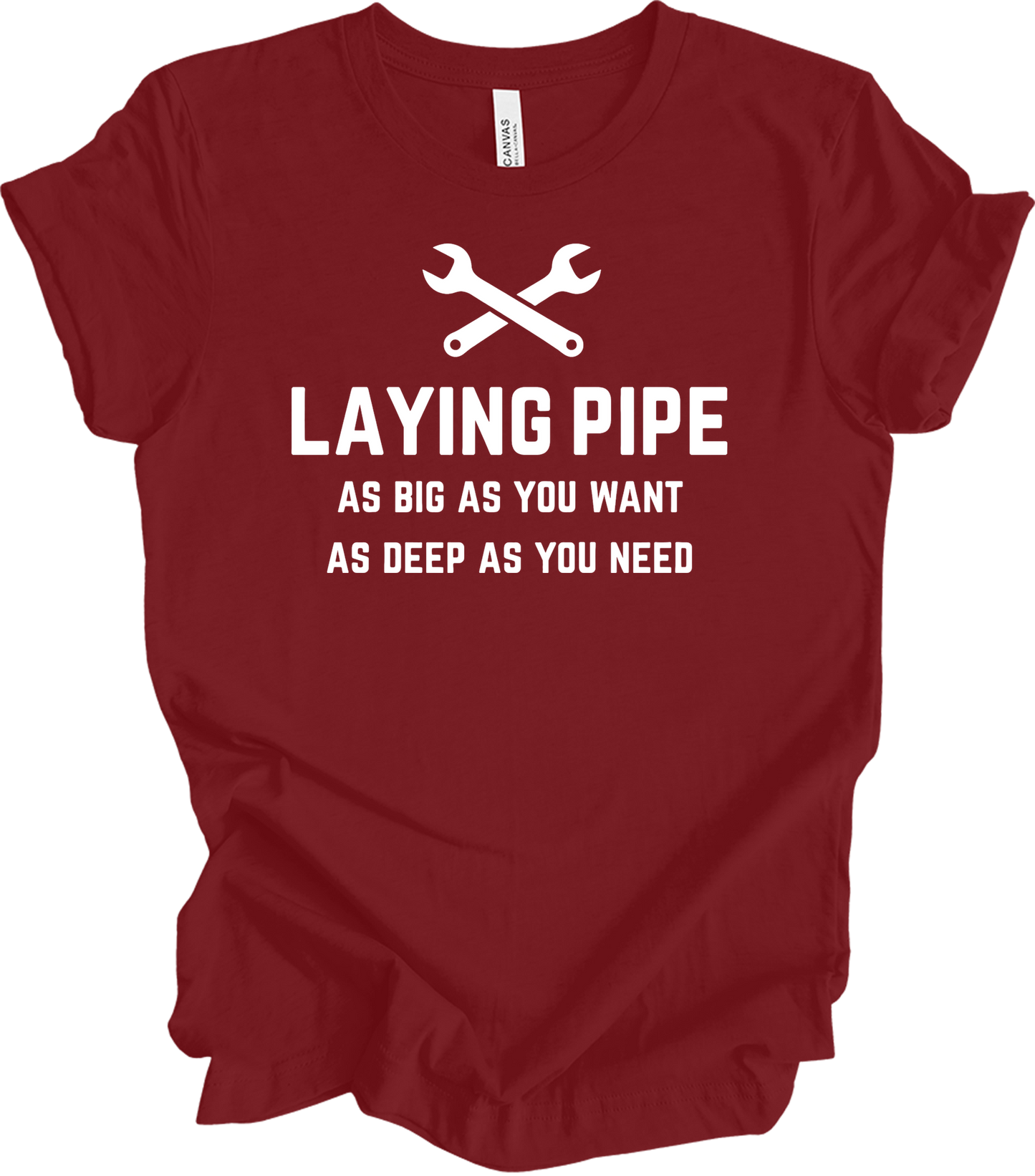 Laying Pipe Funny Plumber T-Shirt in Cardinal