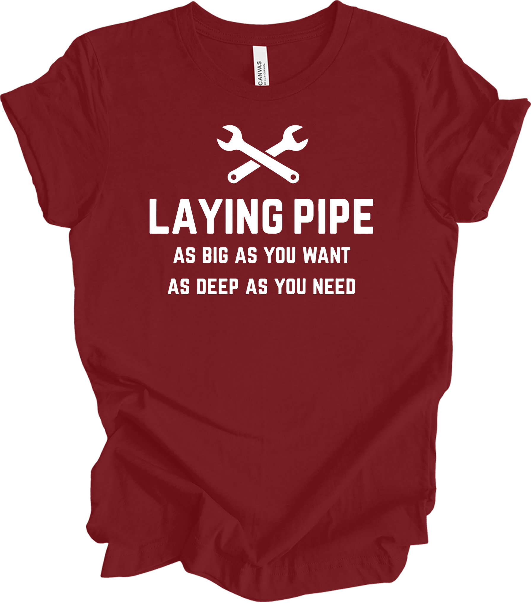 Laying Pipe Funny Plumber T-Shirt in Cardinal
