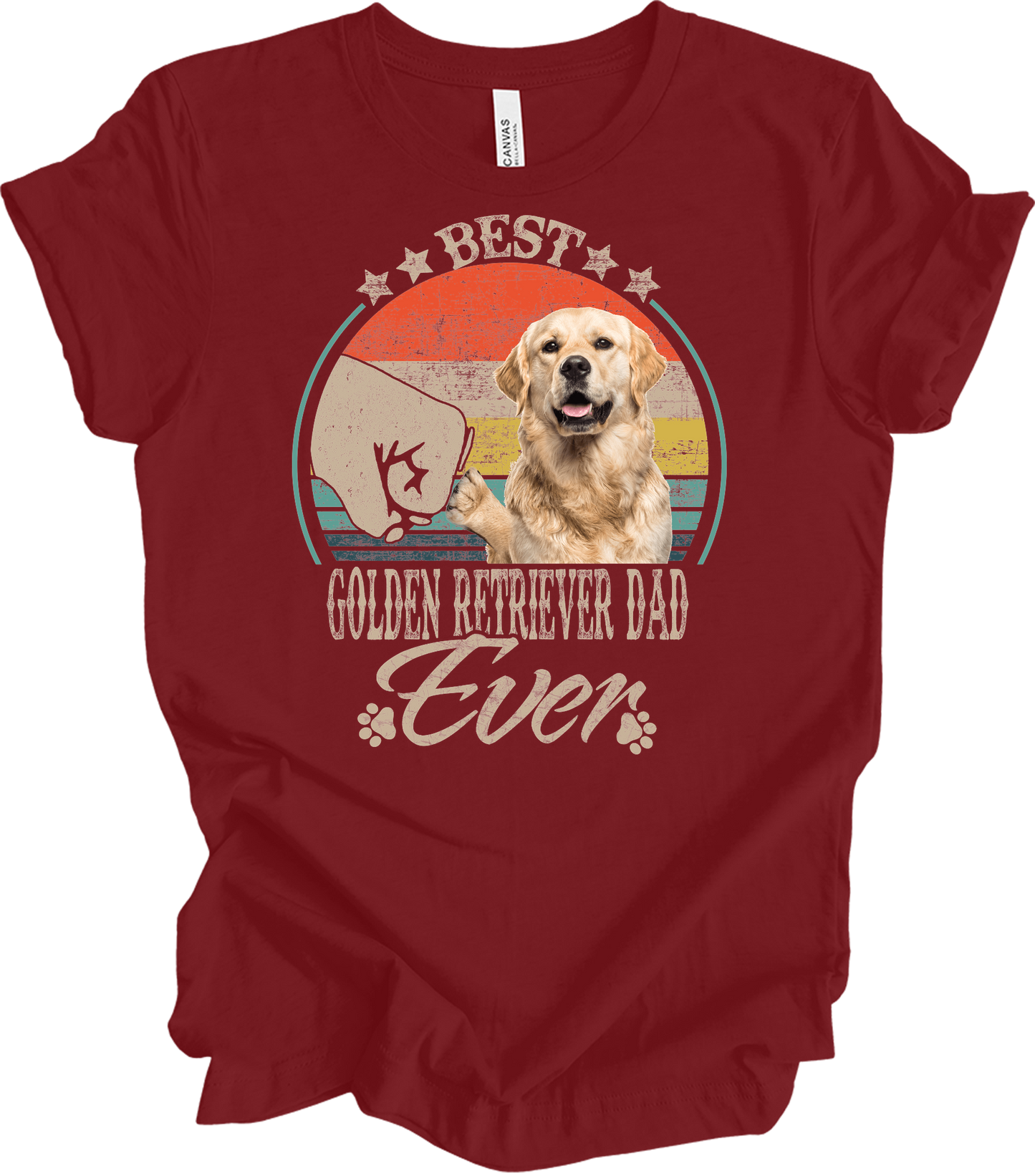Best Golden Retriever Dad Ever Vintage T-Shirt in Cardinal