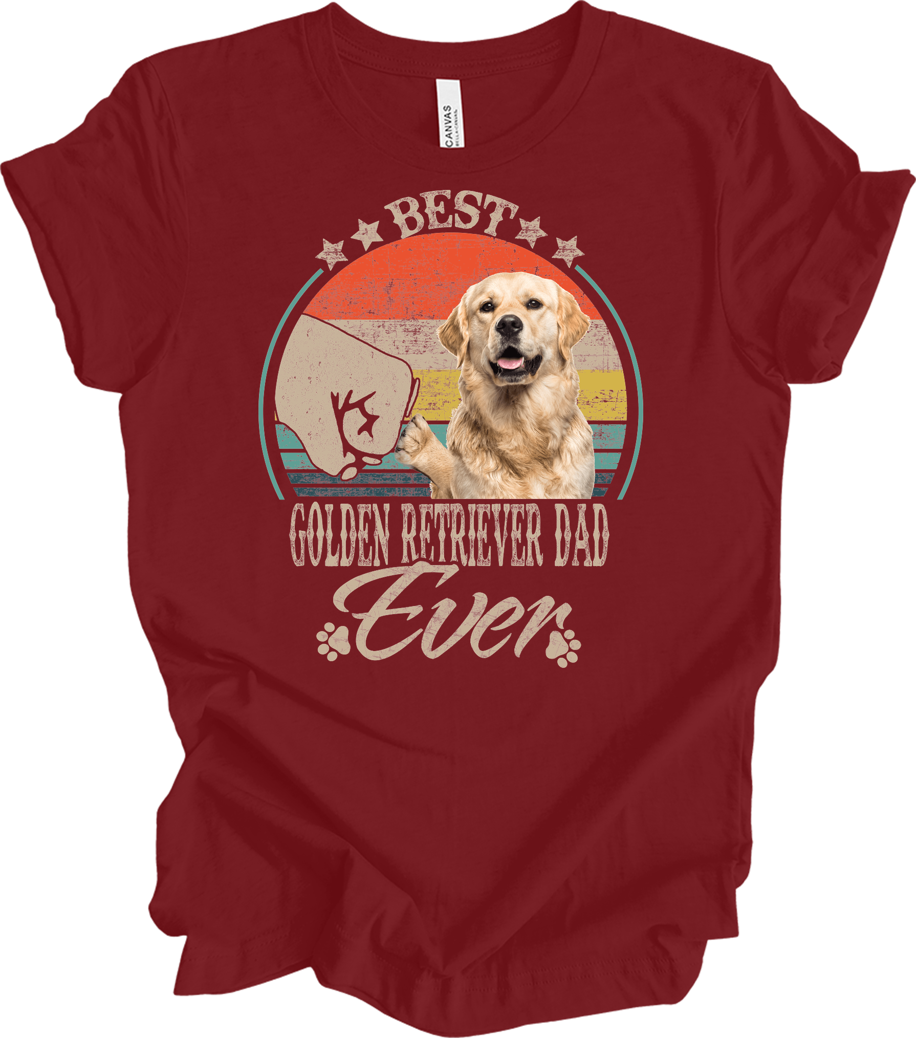Best Golden Retriever Dad Ever Vintage T-Shirt in Cardinal