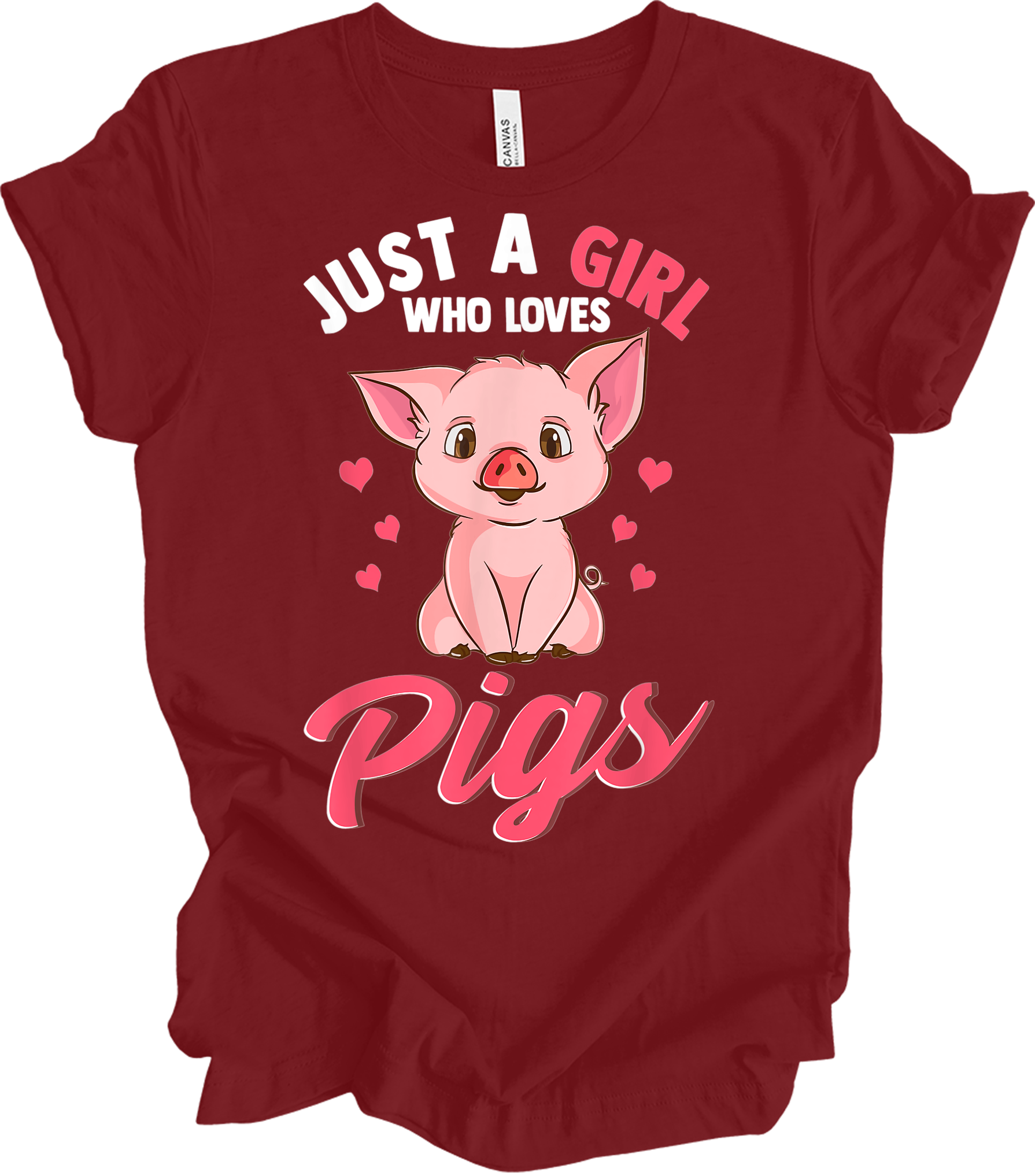 Just A Girl Who Loves Pigs T-Shirt in Cardinal