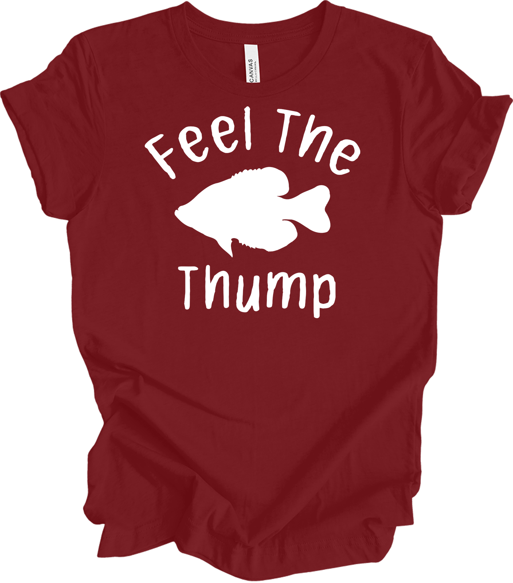 Feel The Thump Crappie Fishing T-Shirt in Cardinal