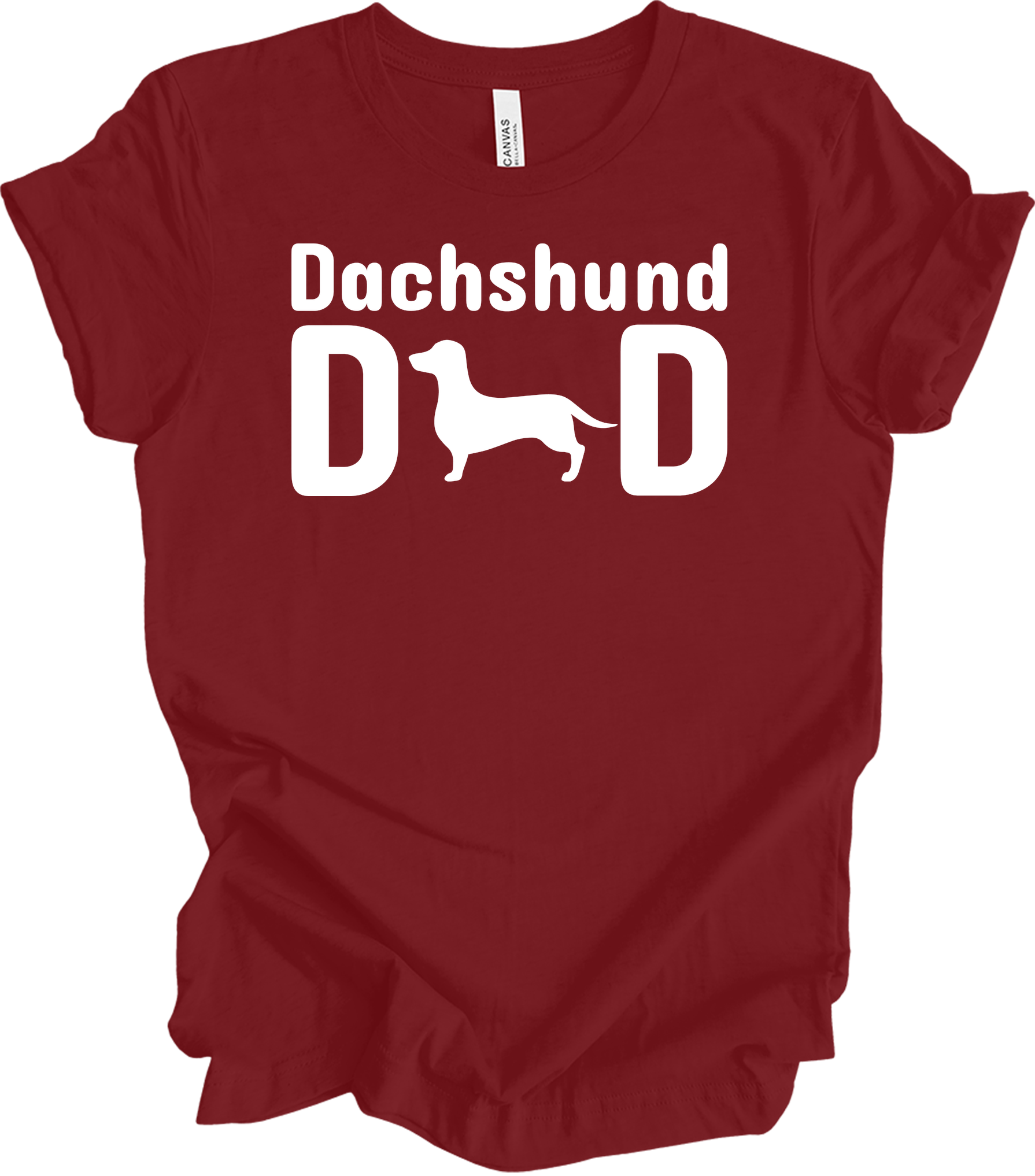 Dachshund Dad - Retro Vintage Wiener Dog T-Shirt in Cardinal