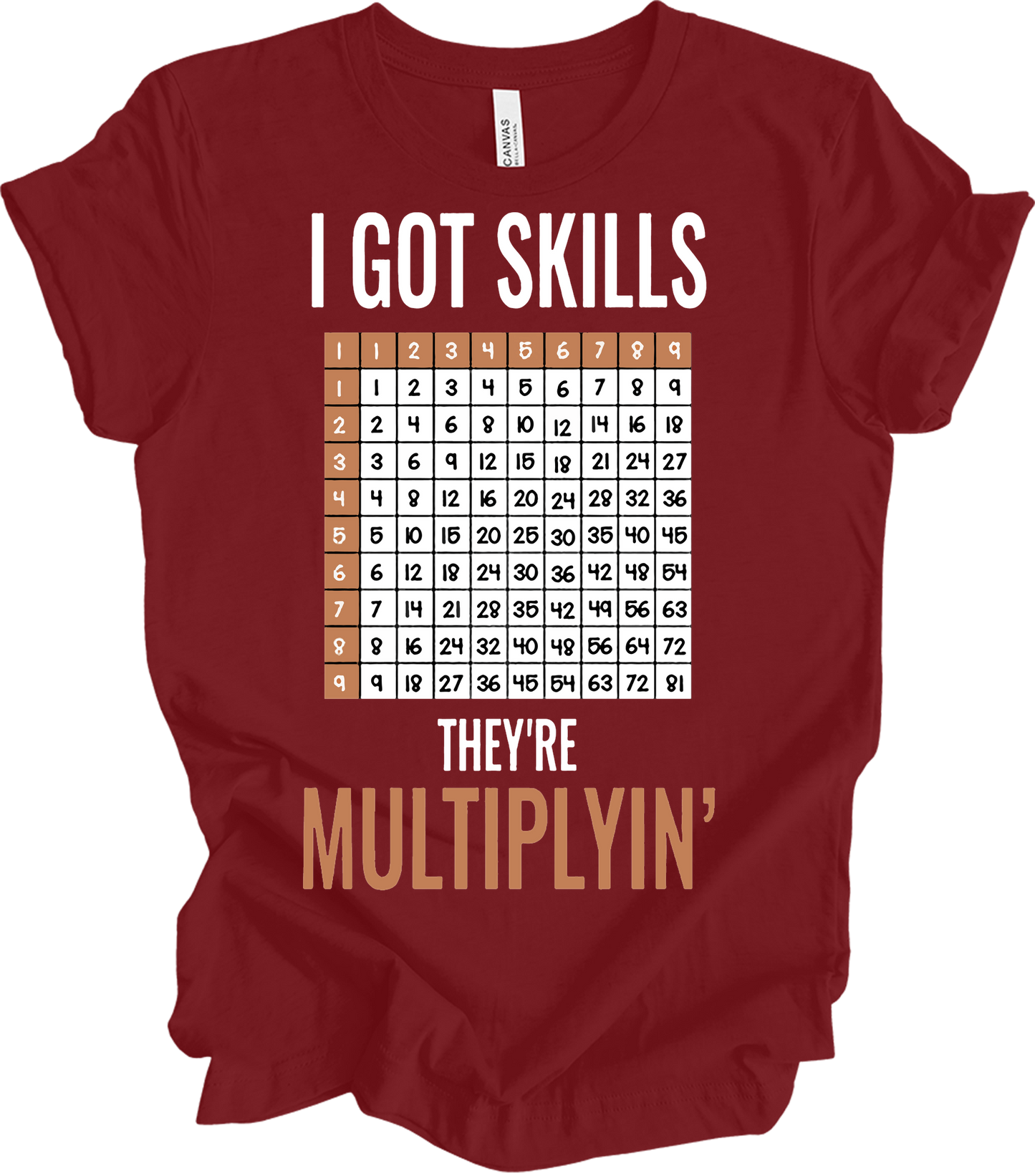 Math Teacher - I Got Skills They're Multiplyin' Funny T-Shirt in Cardinal