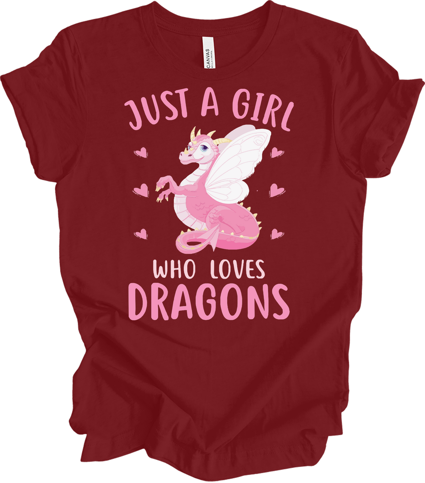 Just A Girl Who Loves Dragons T-Shirt in Cardinal