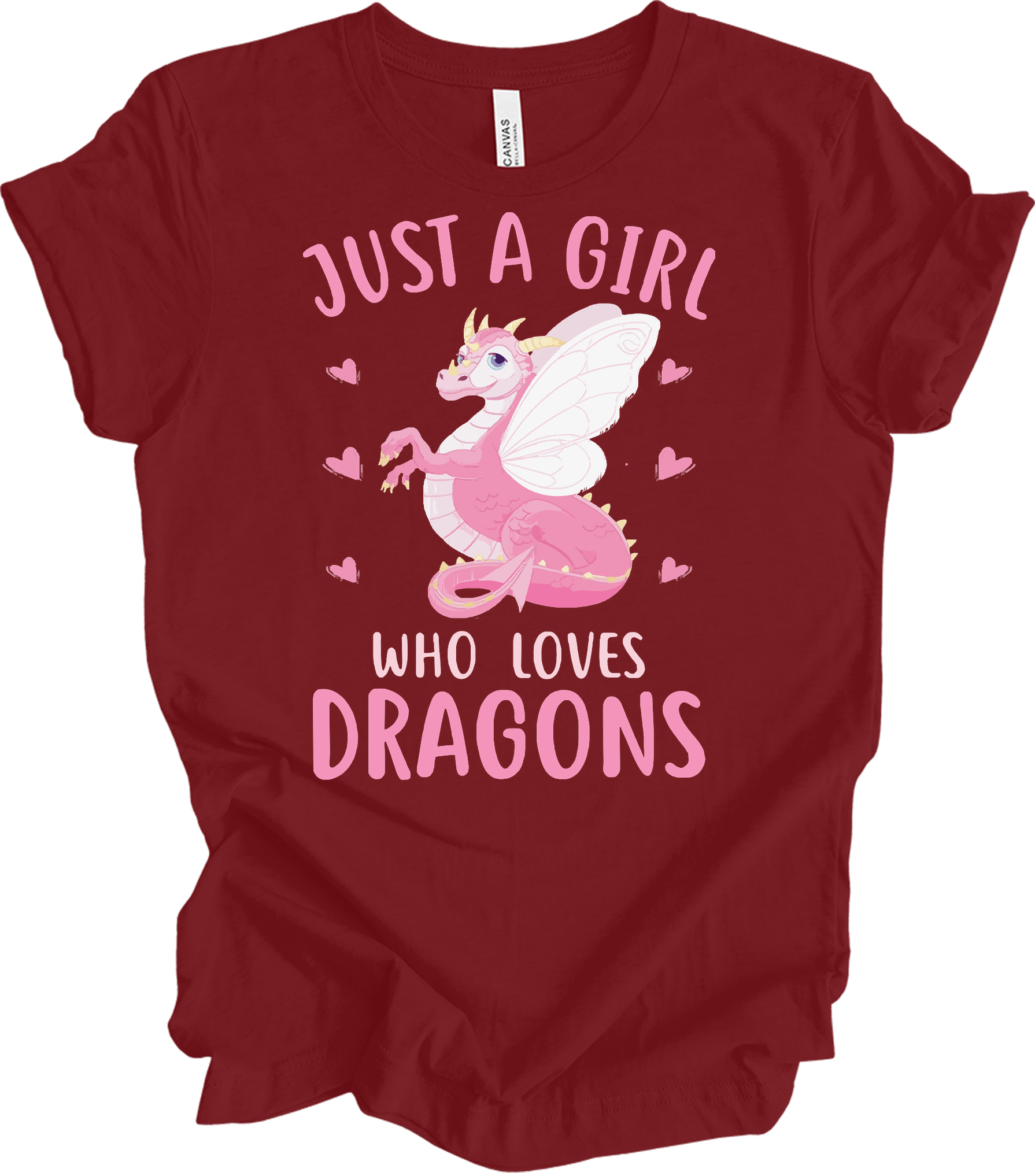 Just A Girl Who Loves Dragons T-Shirt in Cardinal