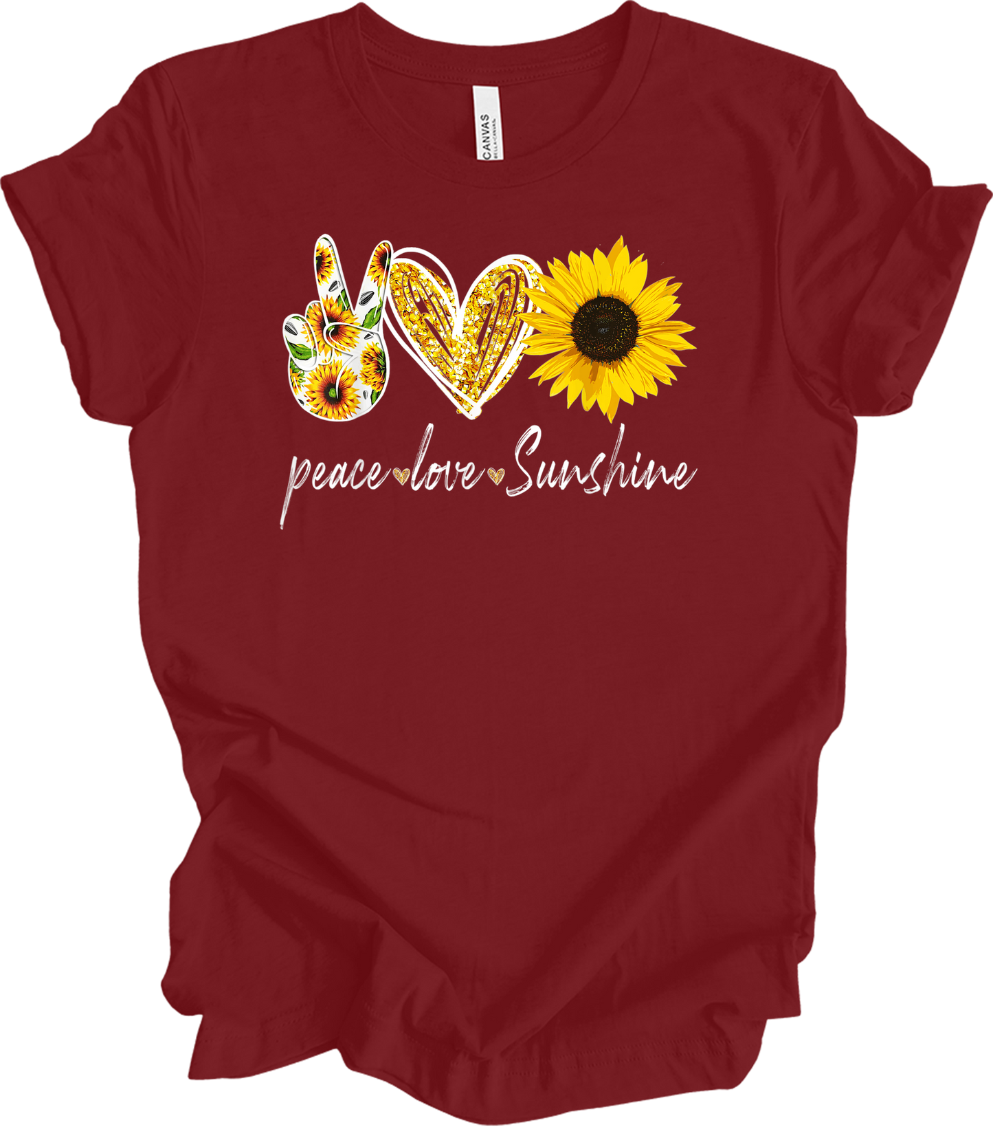 Peace Love Sunshine T-Shirt in Cardinal