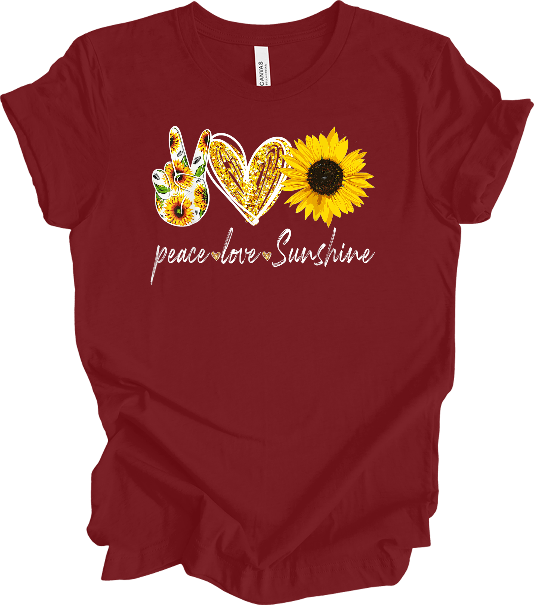 Peace Love Sunshine T-Shirt in Cardinal