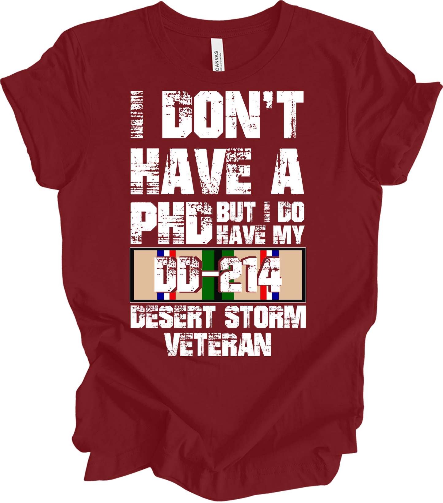 PhD DD214 Veteran T-Shirt in Cardinal