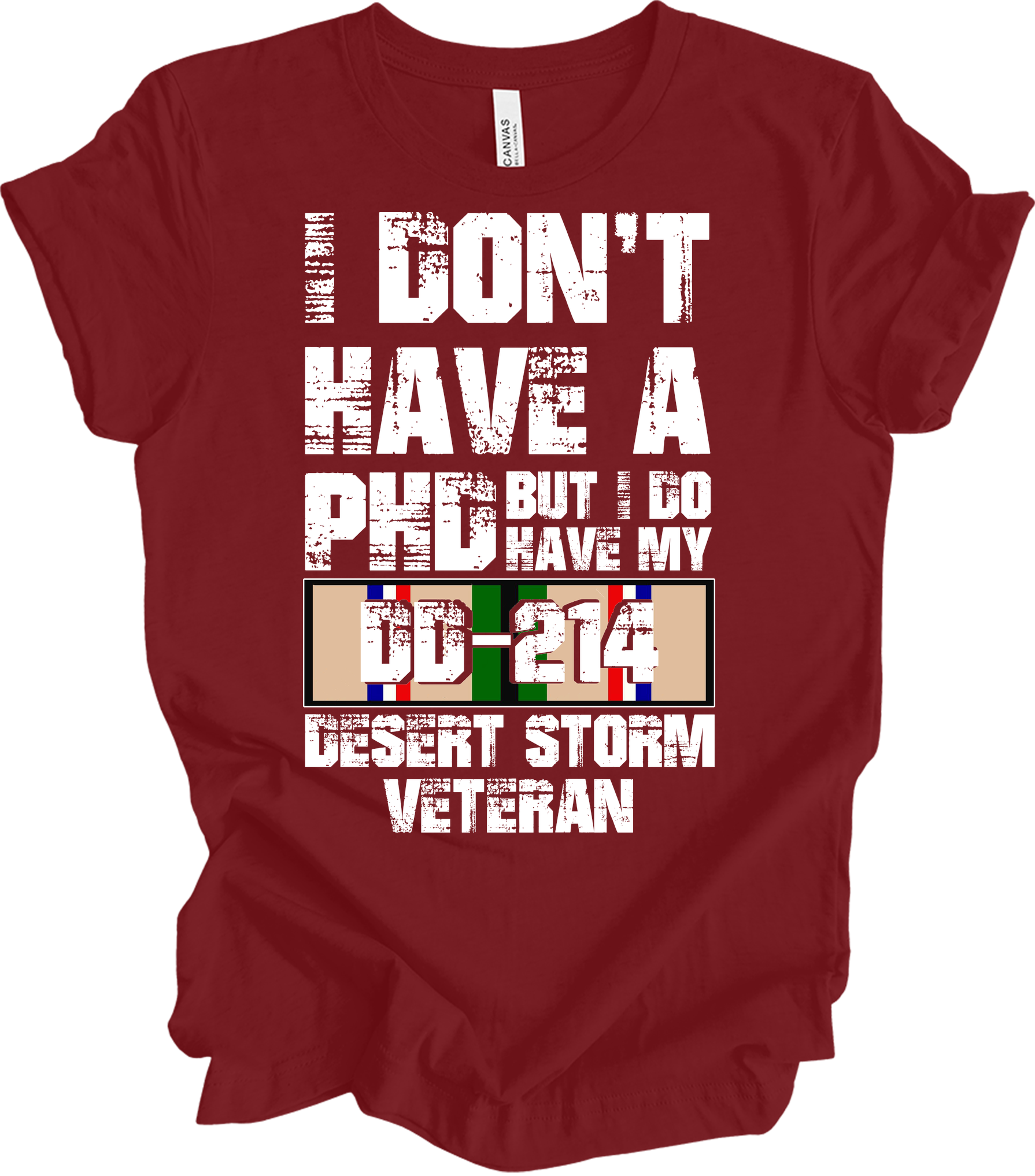 PhD DD214 Veteran T-Shirt in Cardinal