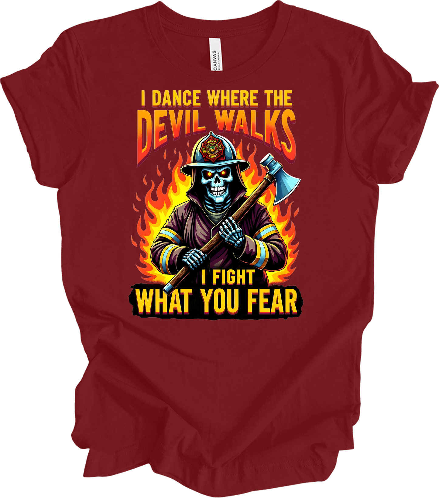 Firefighter - Devil Walks T-Shirt in Cardinal