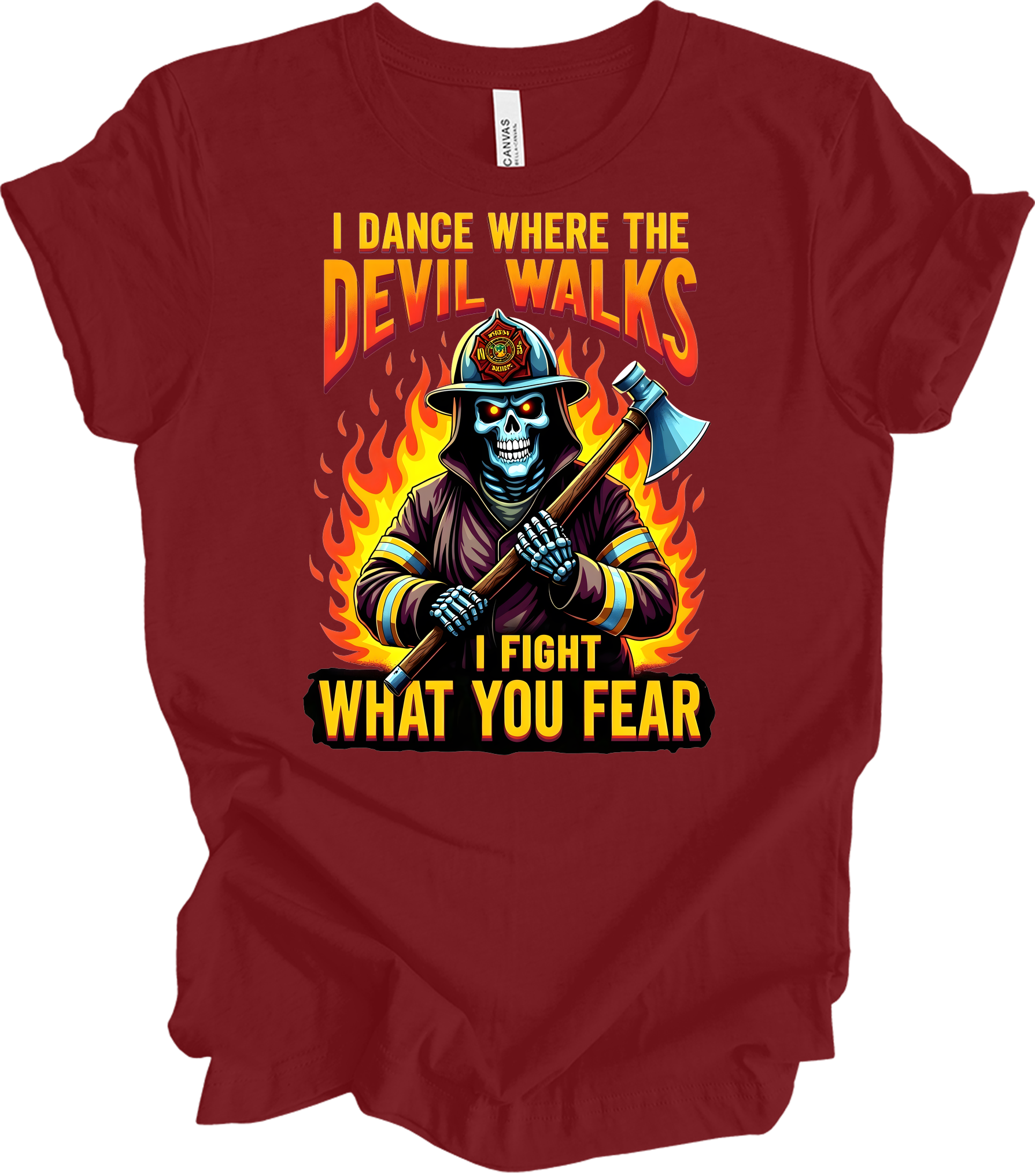 Firefighter - Devil Walks T-Shirt in Cardinal