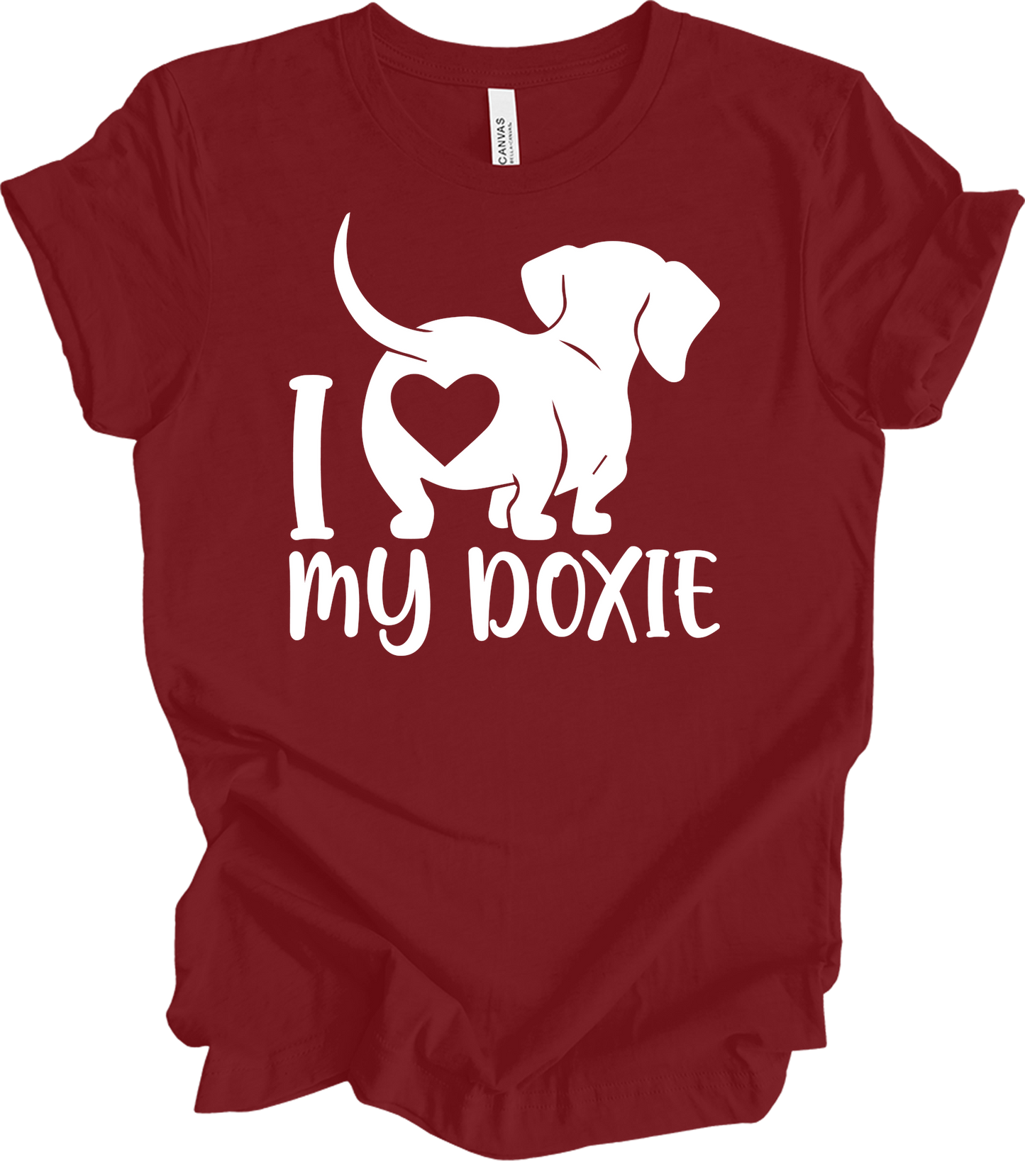 I Love My Doxie Mom T-Shirt in Cardinal