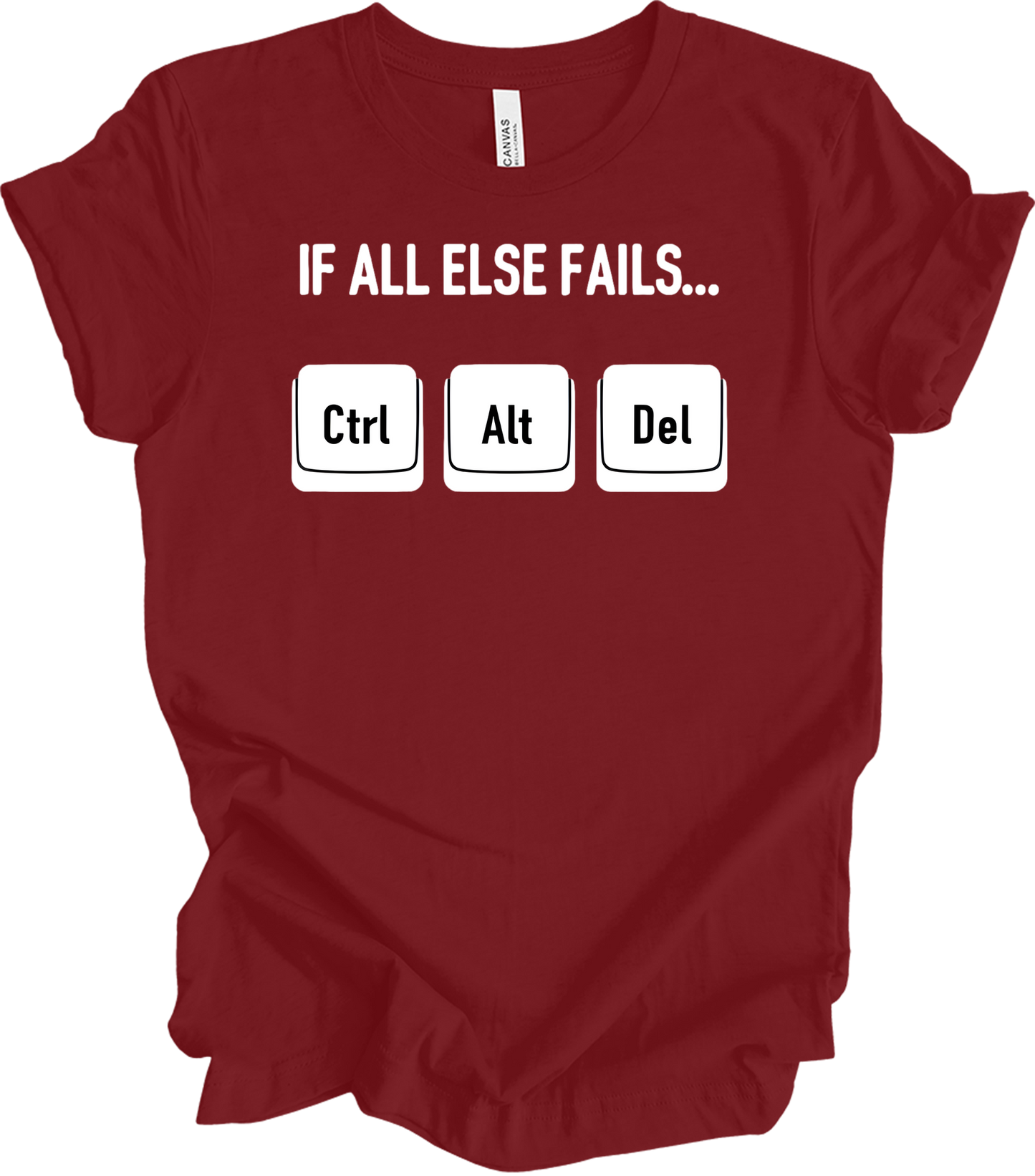 Ctrl Alt Del Funny Tech T-Shirt in Cardinal