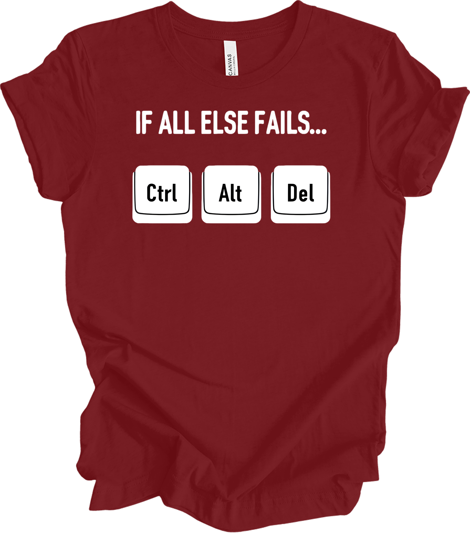 Ctrl Alt Del Funny Tech T-Shirt in Cardinal