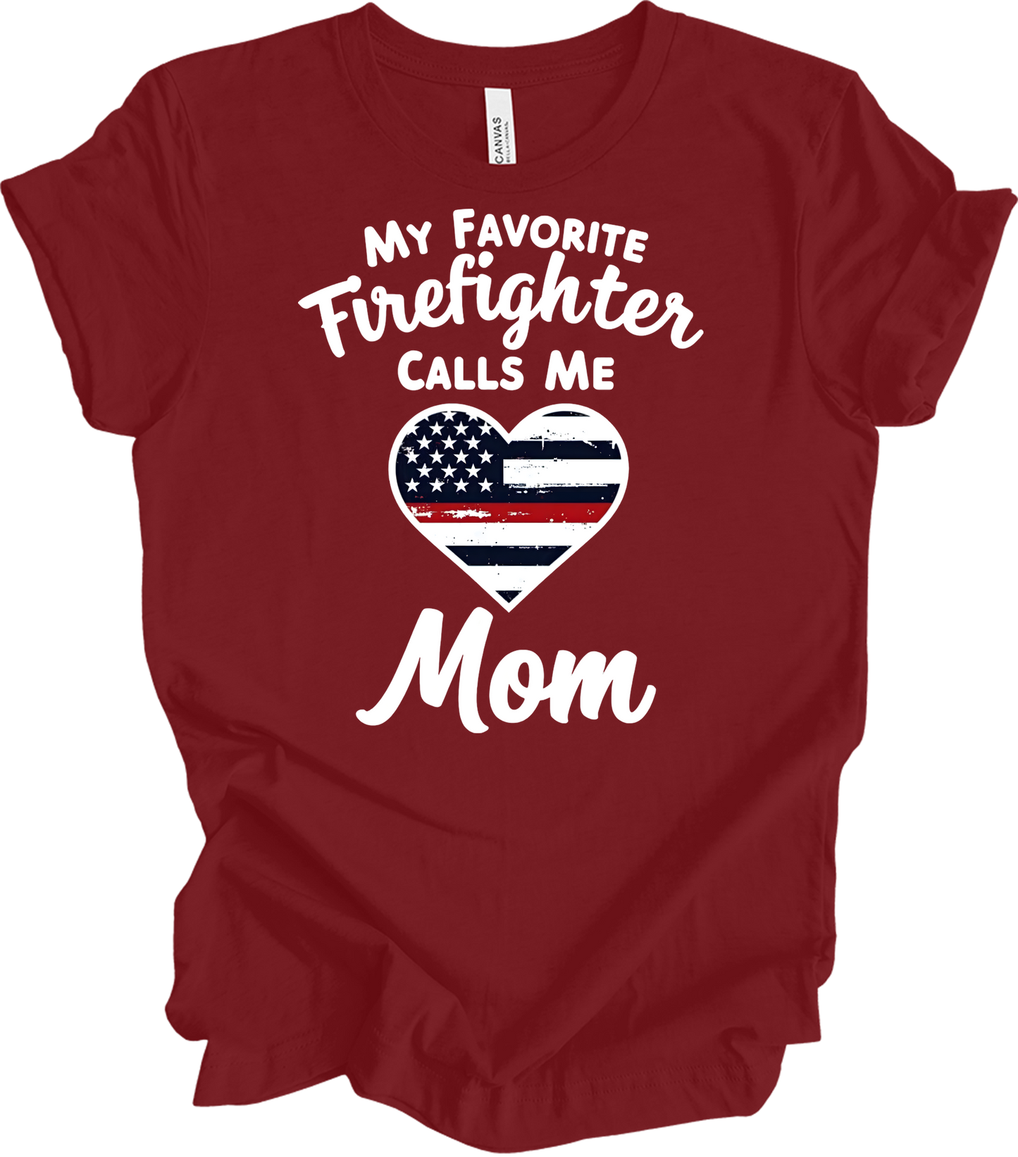Firefighter Mom - Heart Design T-Shirt in Cardinal