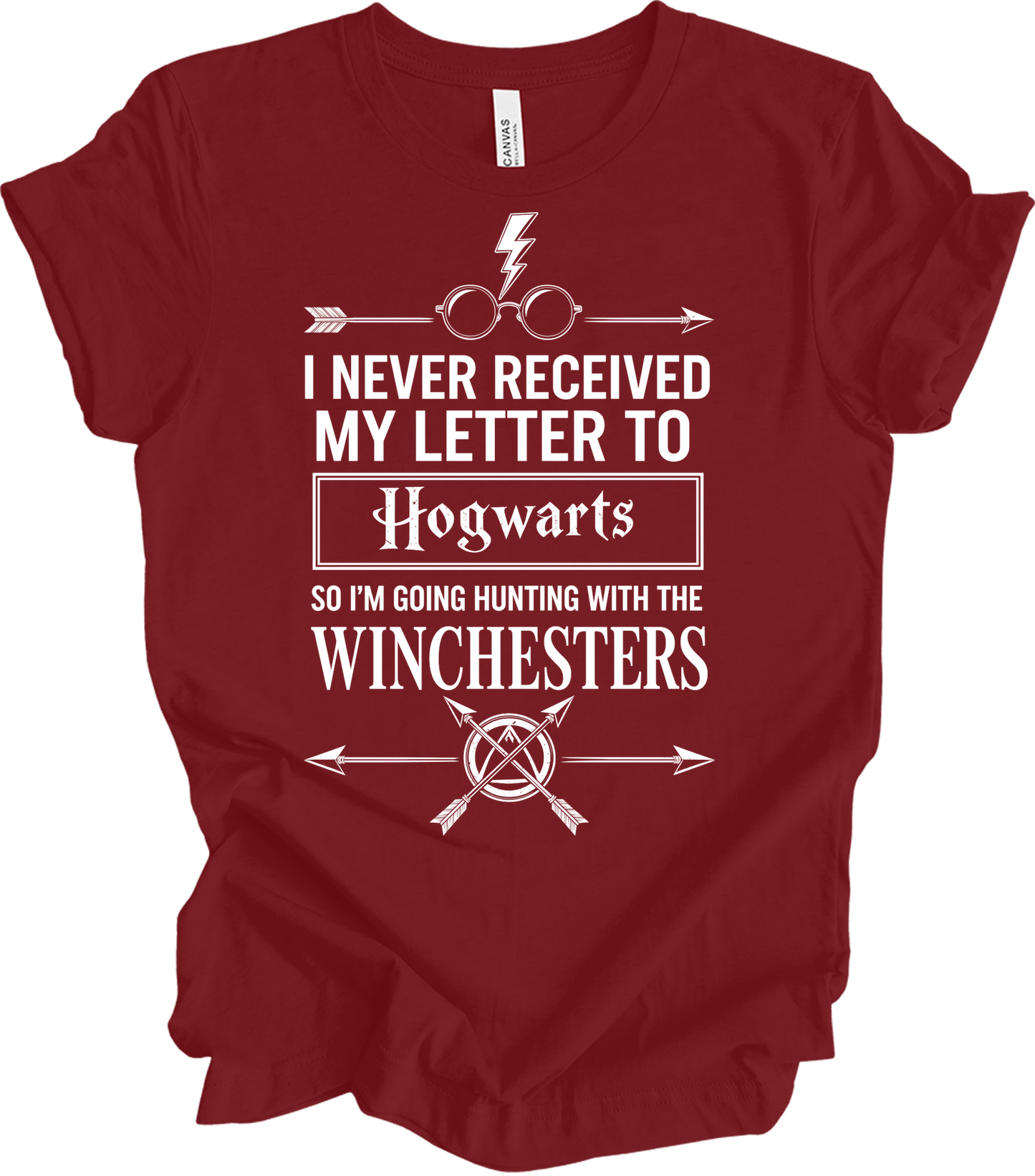 Hogwarts Letter & Winchesters T-Shirt in Cardinal