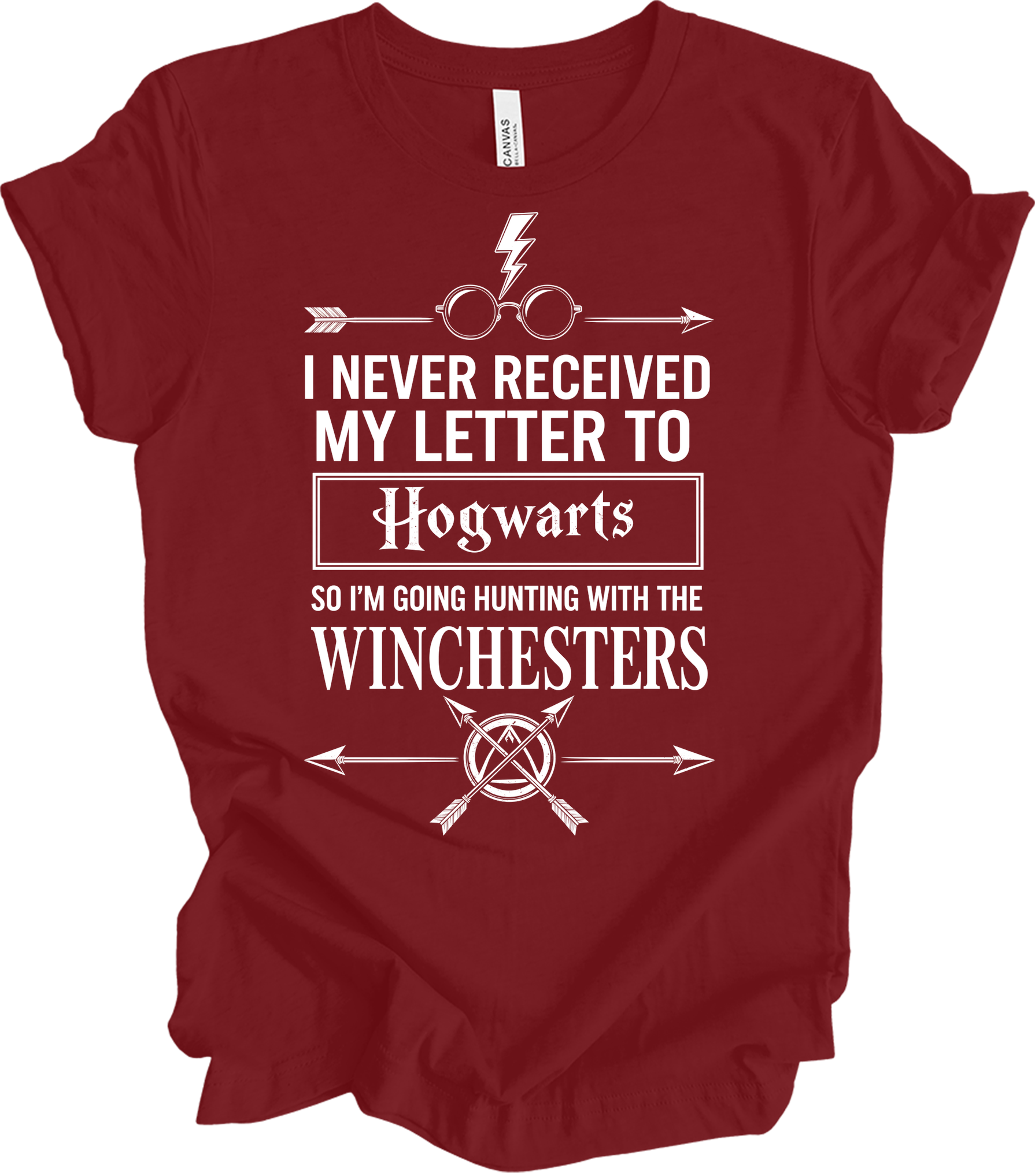 Hogwarts Letter & Winchesters T-Shirt in Cardinal