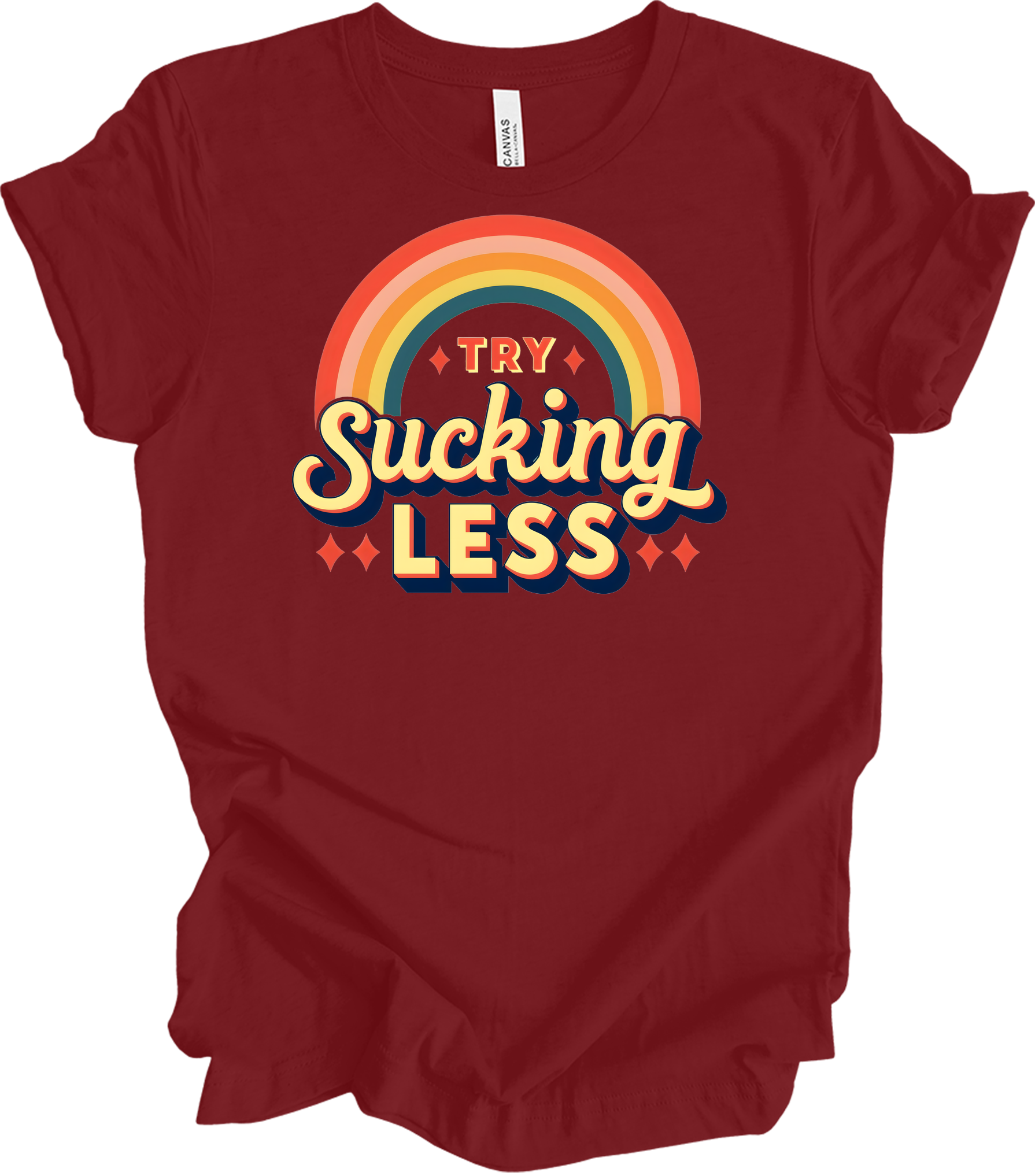 Try Sucking Less Retro T-Shirt in Cardinal