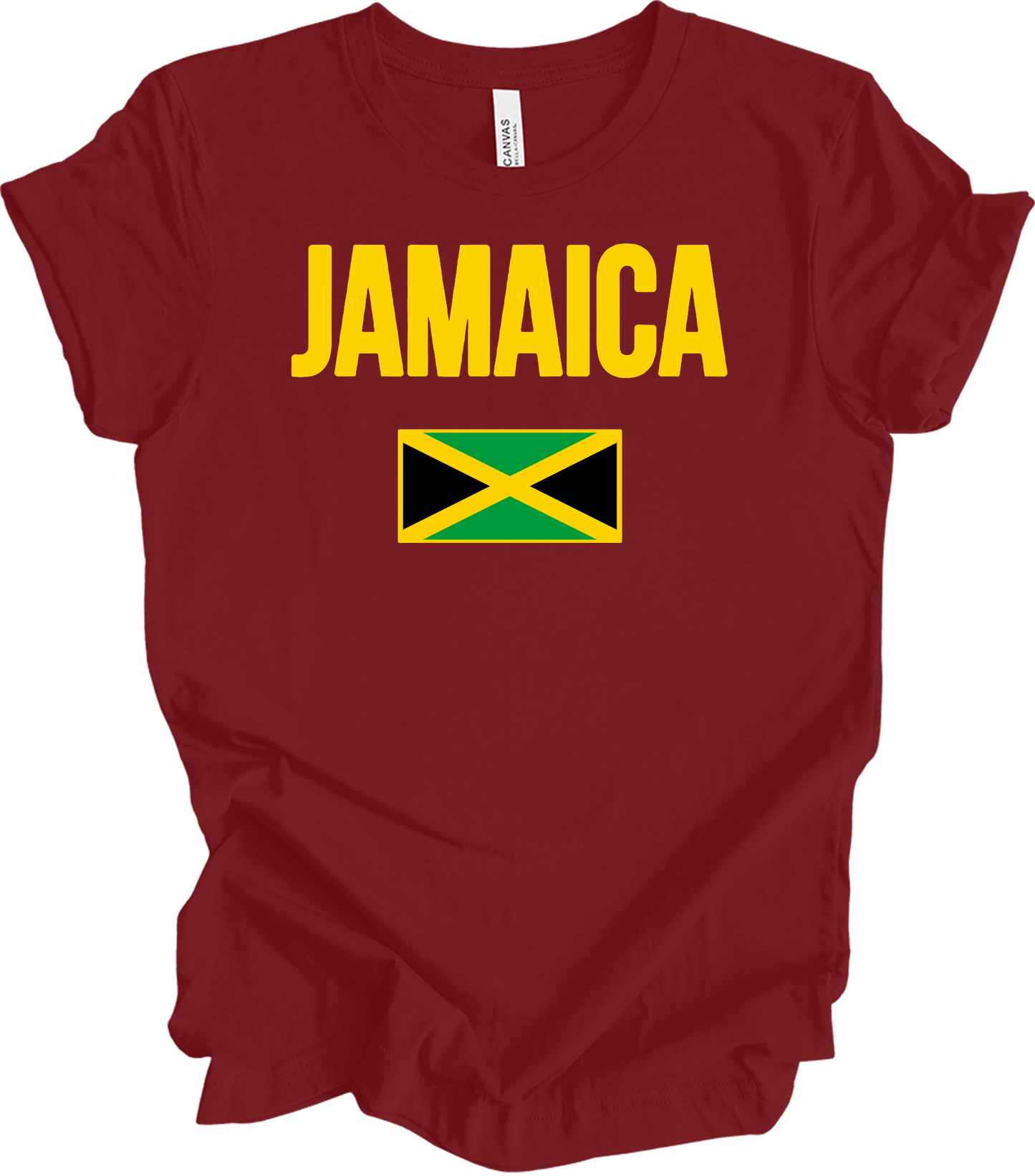 Jamaican Flag - Vintage Jamaica Travel Vacation T-Shirt in Cardinal
