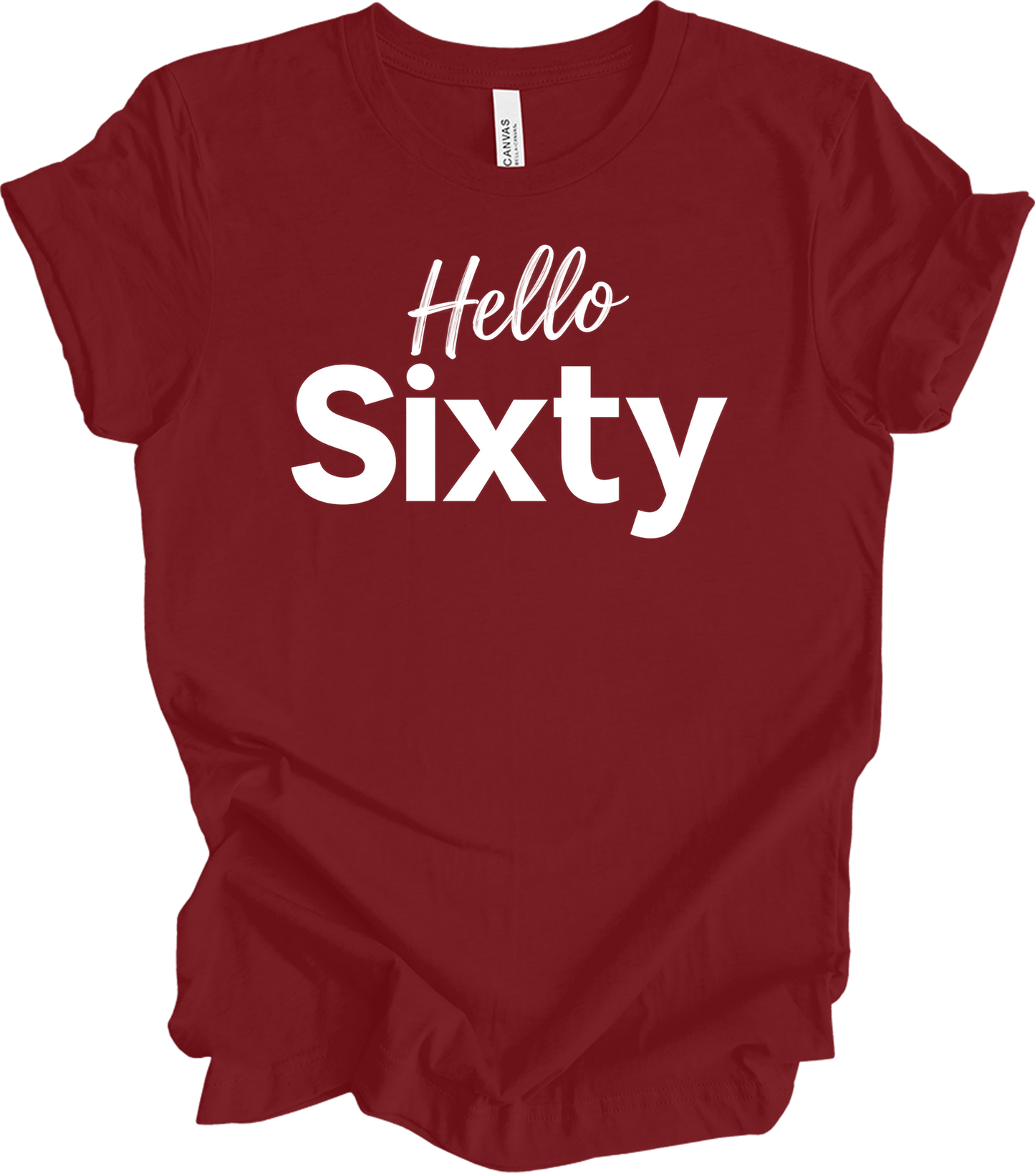 Hello Sixty Birthday T-Shirt in Cardinal