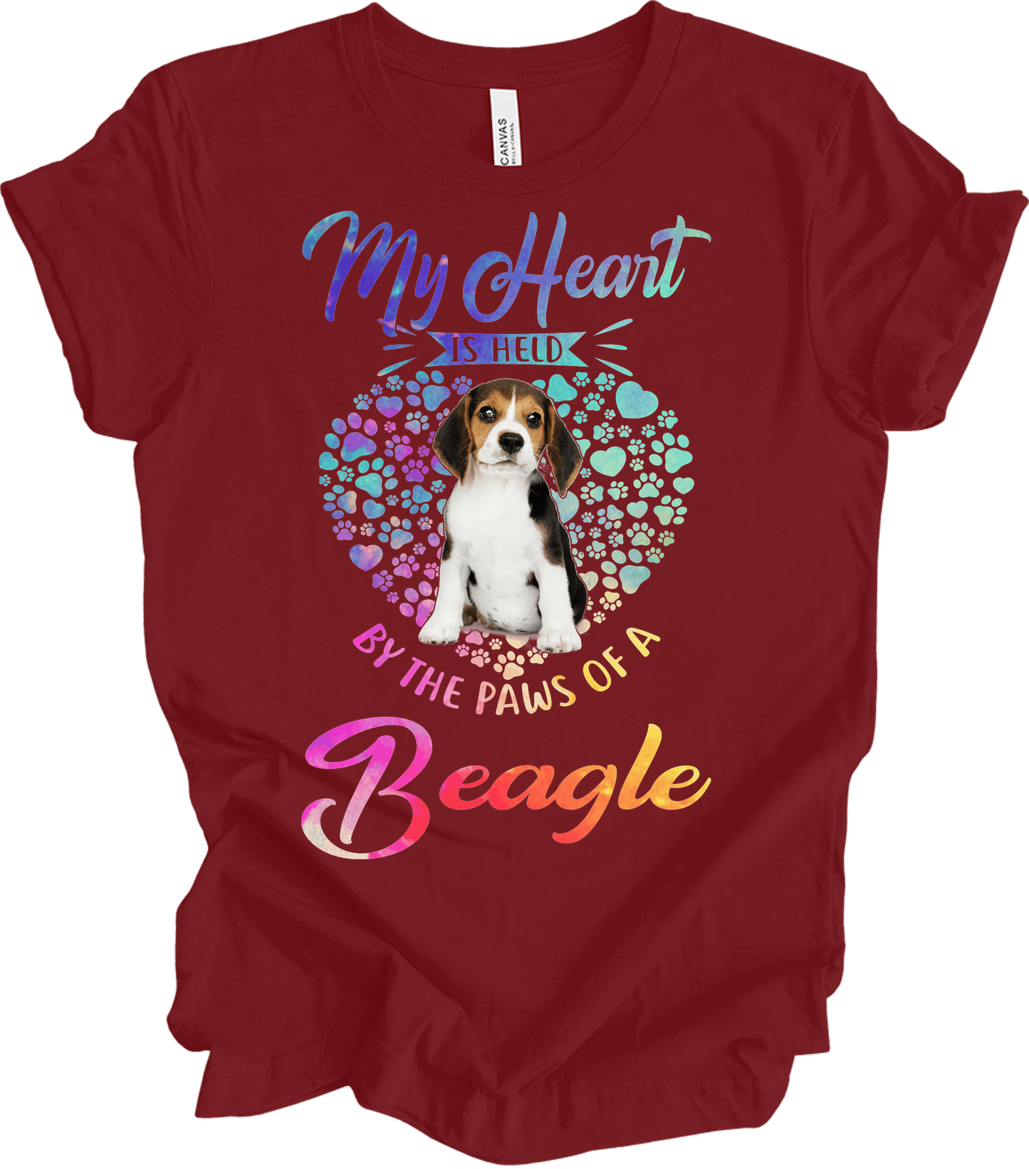 Beagle Heart Paw T-Shirt in Cardinal