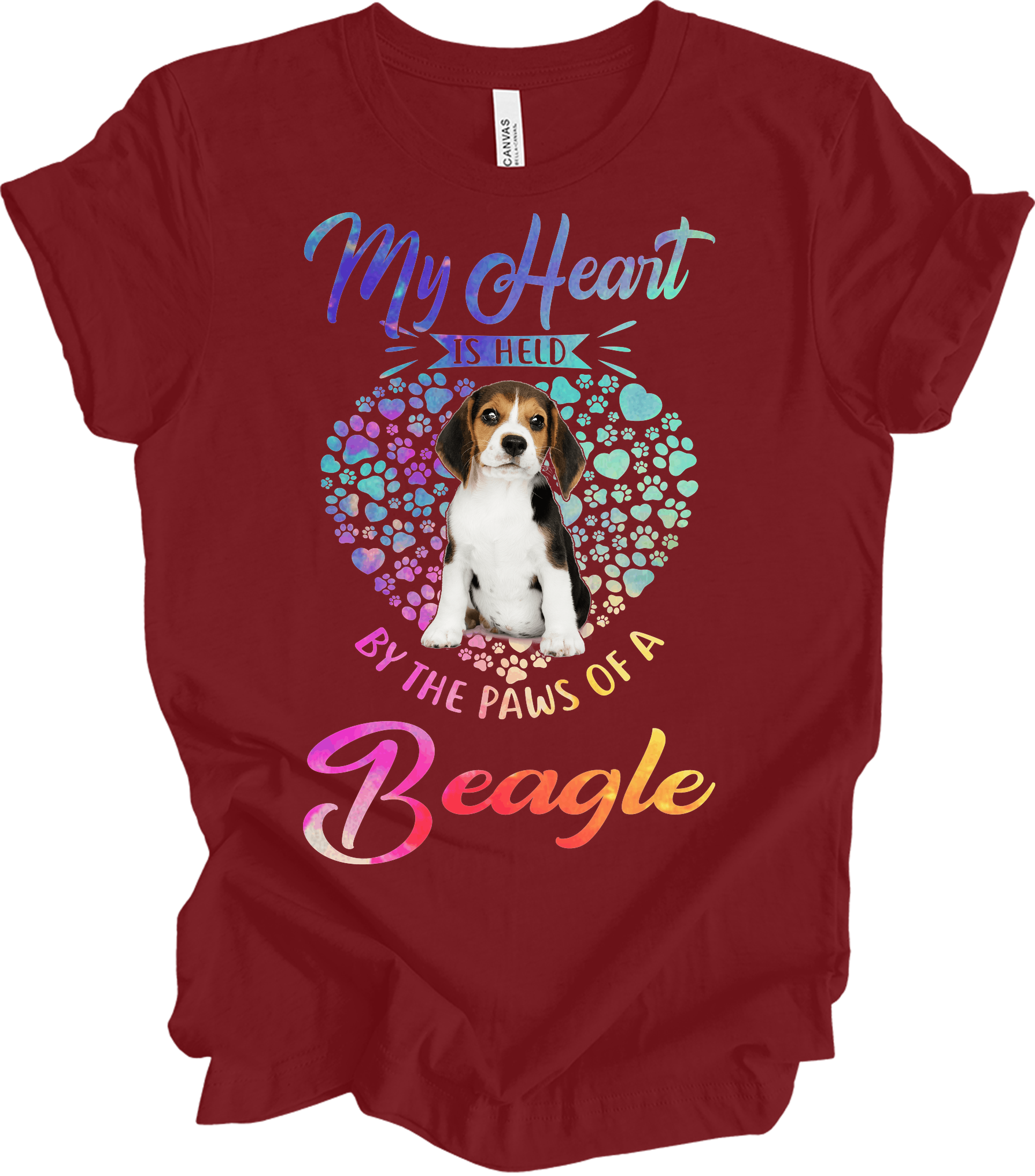 Beagle Heart Paw T-Shirt in Cardinal