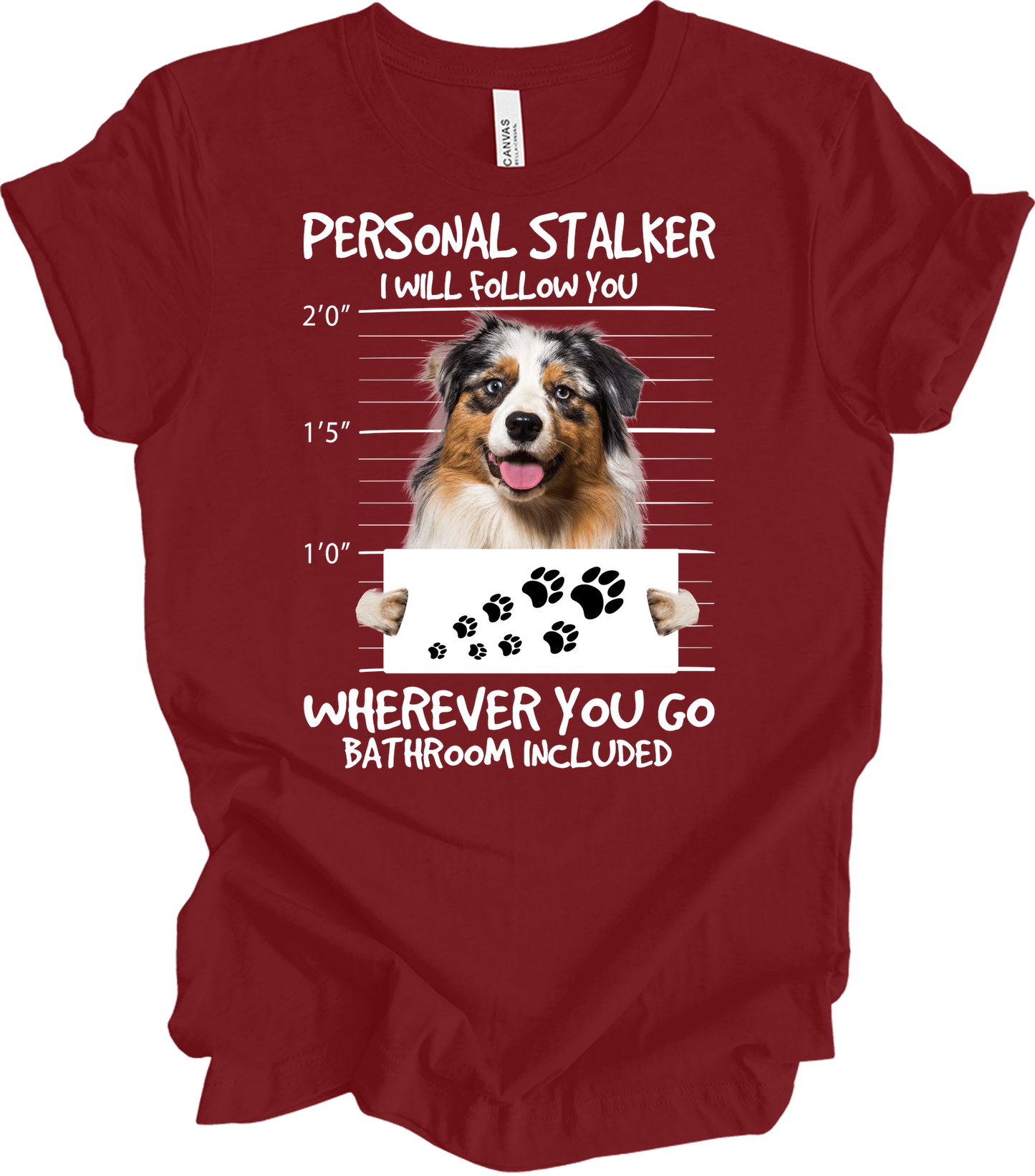 Aussie Shepherd Stalker T-Shirt in Cardinal