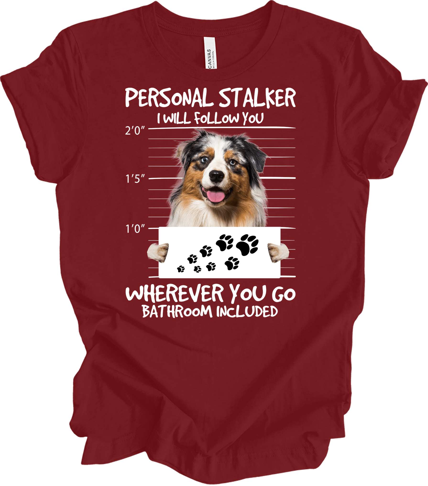 Aussie Shepherd Stalker T-Shirt in Cardinal