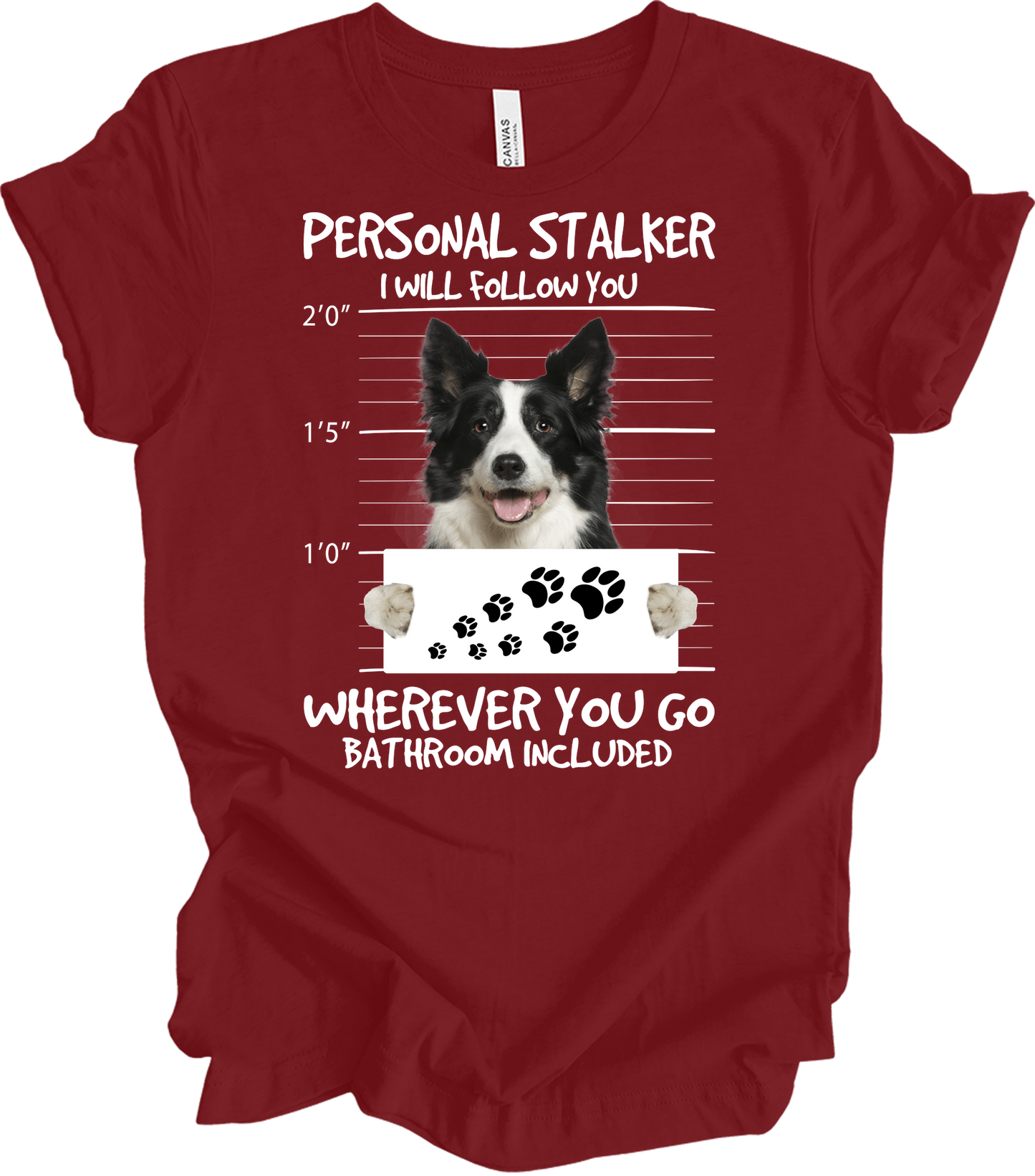 Border Collie Peeking Dog - Funny Collie Lover Gift T-Shirt in Cardinal