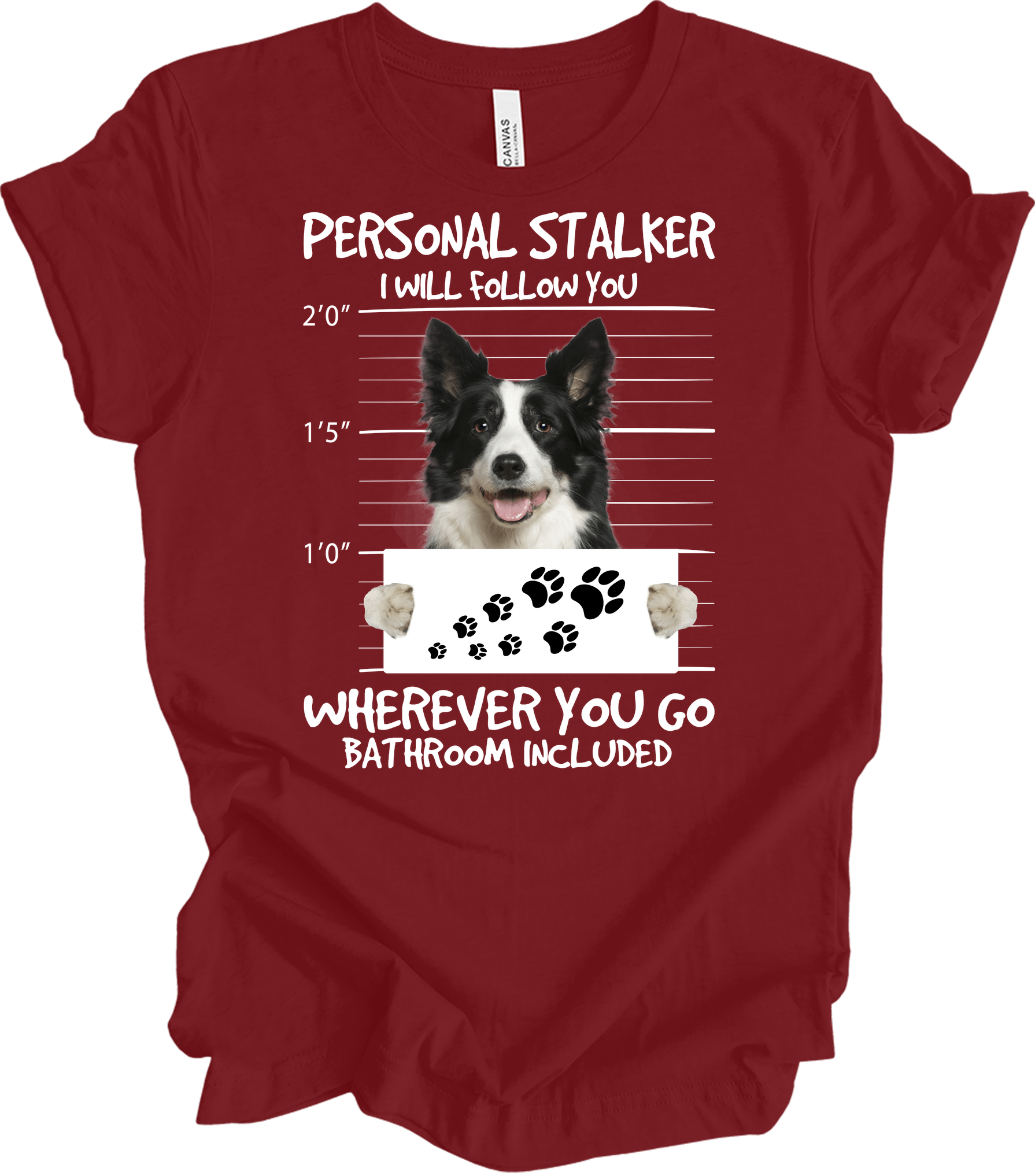 Border Collie Peeking Dog - Funny Collie Lover Gift T-Shirt in Cardinal
