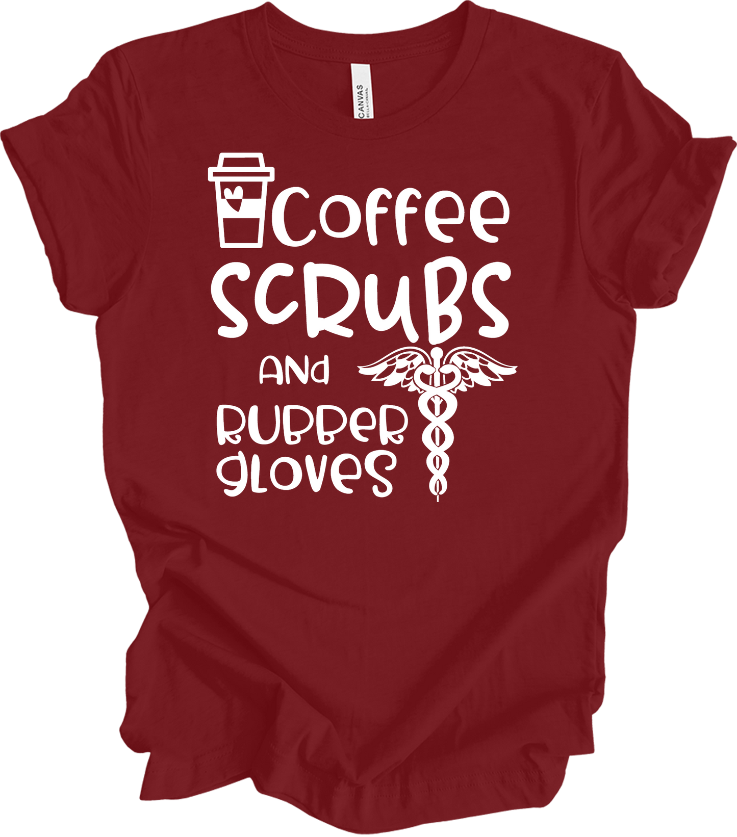 Coffee Scrubs Nurse T-Shirt in Cardinal