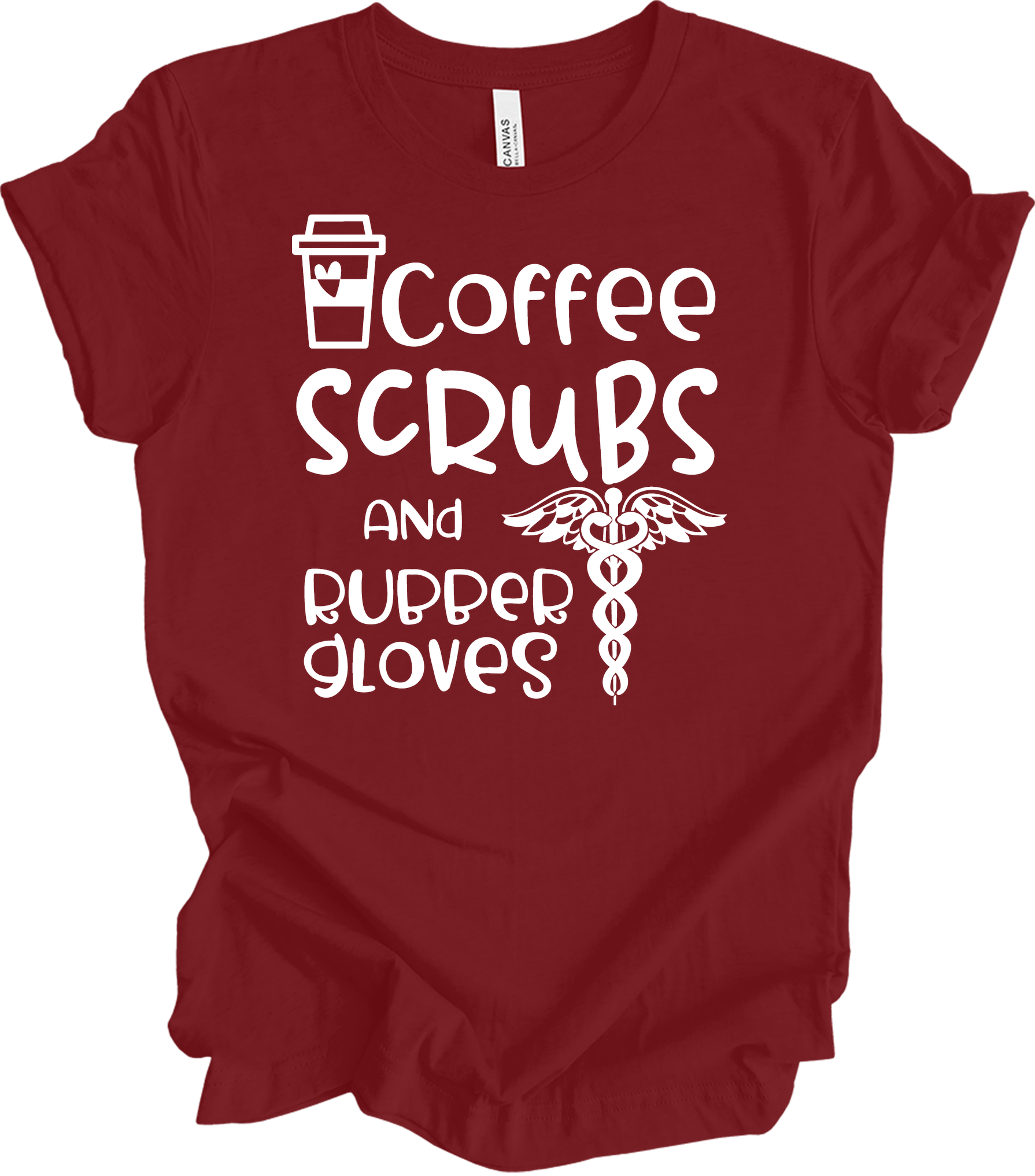 Coffee Scrubs Nurse T-Shirt in Cardinal