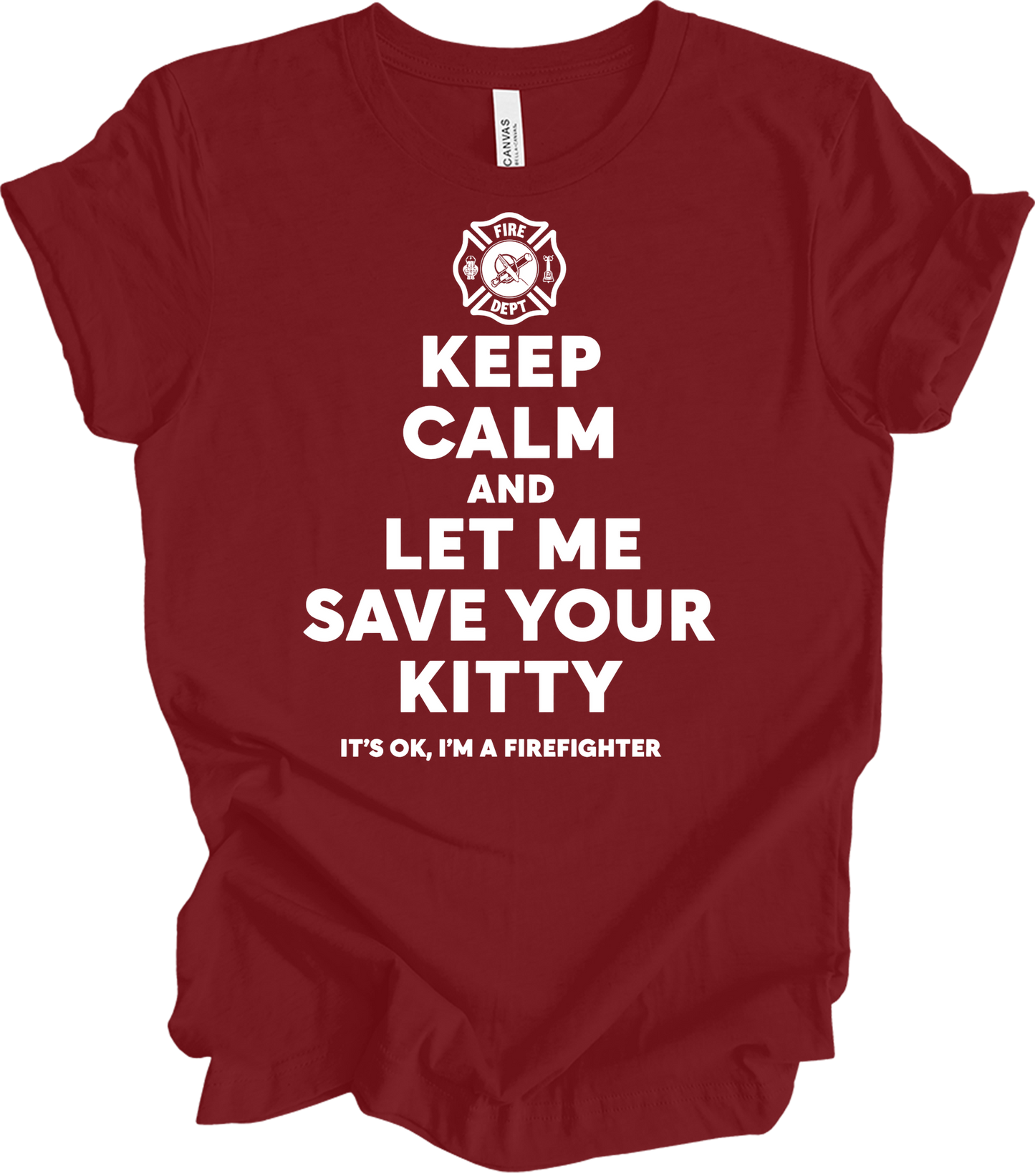 Firefighter Rescue - Save Your Kitty T-Shirt in Cardinal