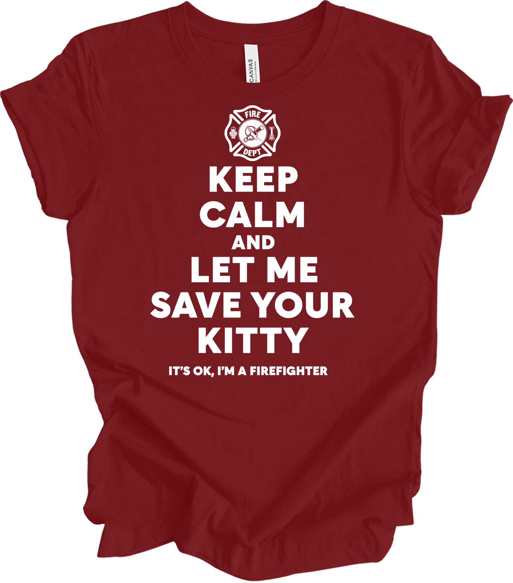 Firefighter Rescue - Save Your Kitty T-Shirt in Cardinal