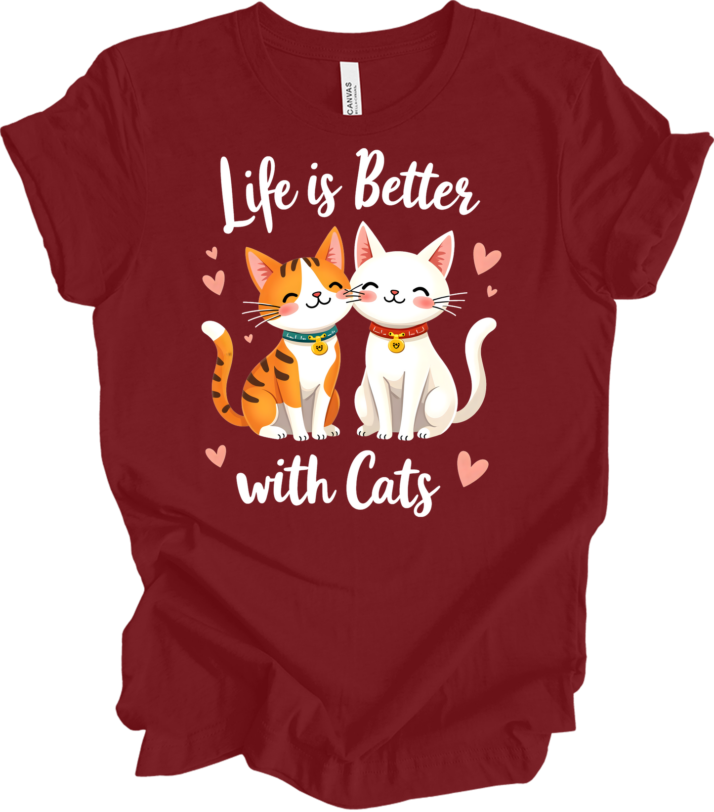 Life is Better with Cats T-Shirt in Cardinal