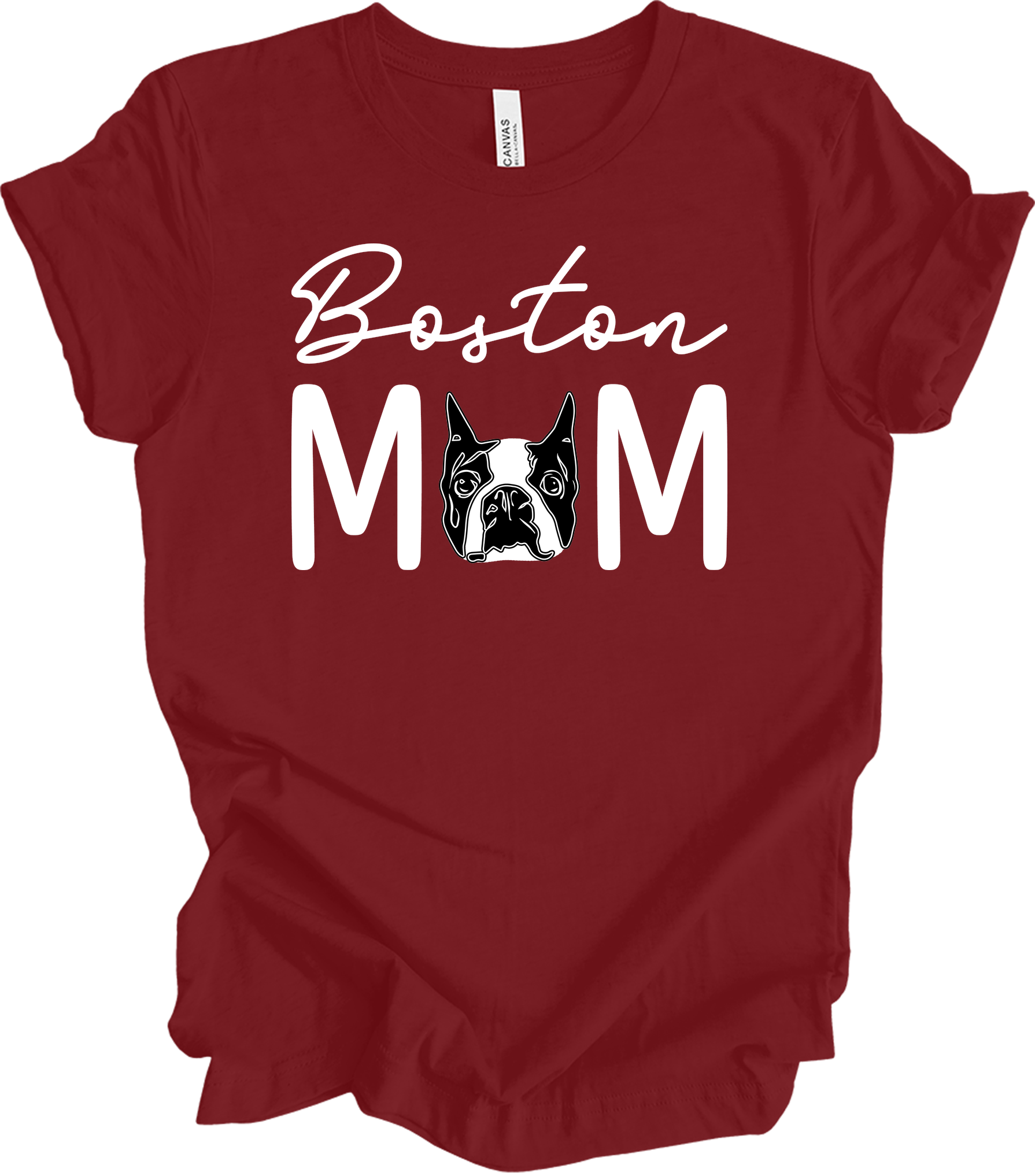 Boston Terrier Mom - Cute Gift T-Shirt in Cardinal