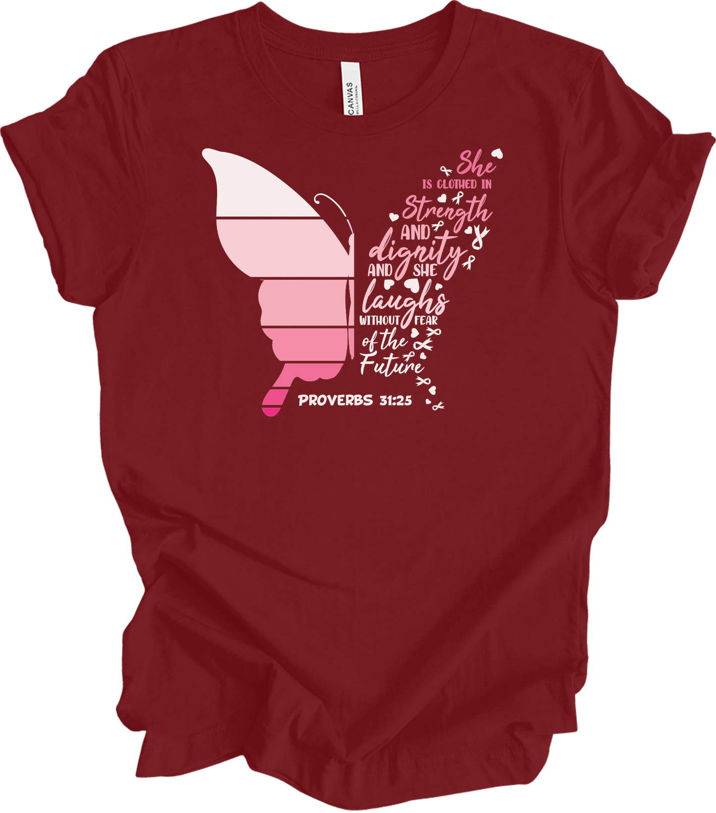 Butterfly Breast Cancer T-Shirt in Cardinal