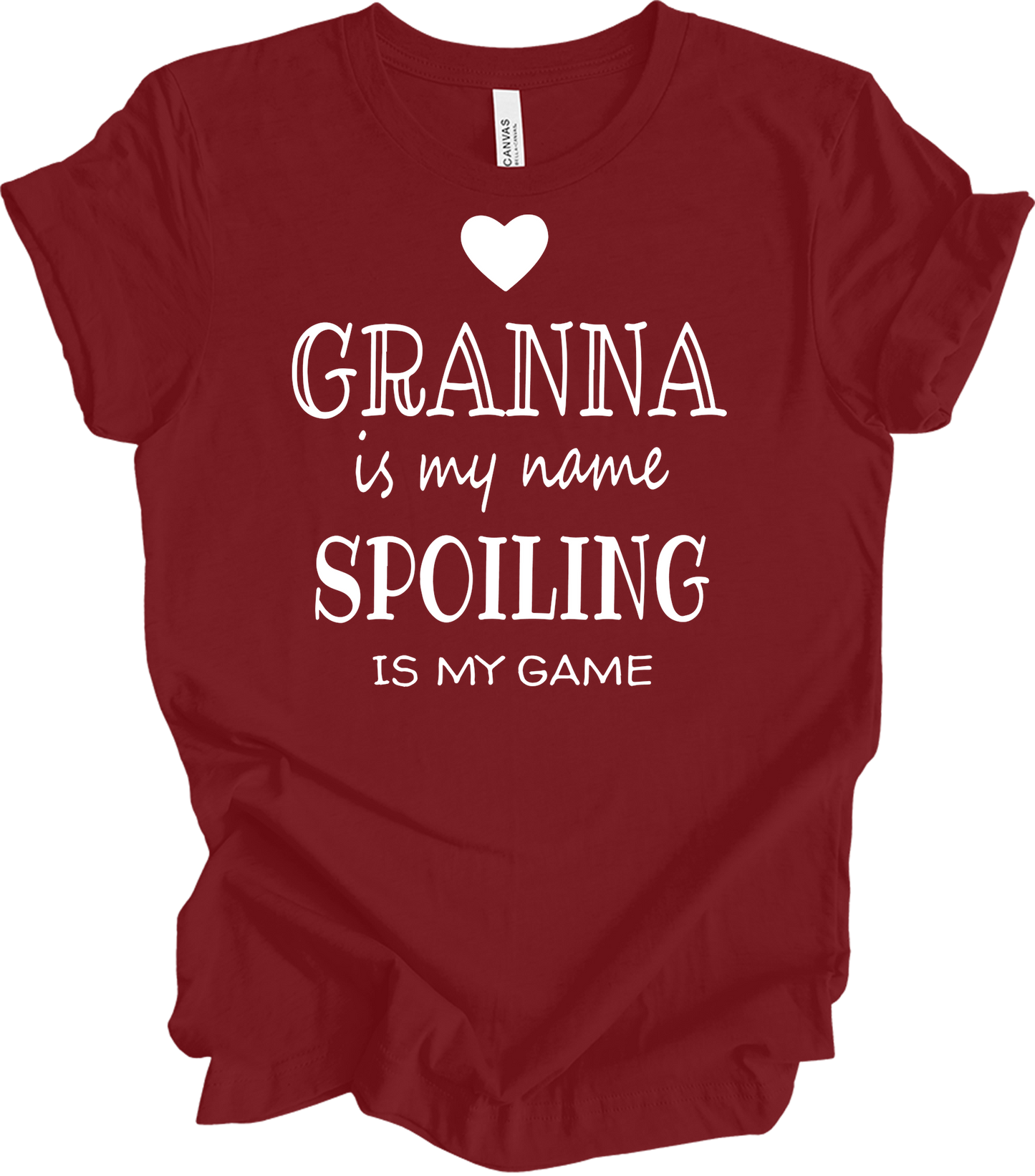 Grandma Is My Name Spoiling Is My Game T-Shirt in Cardinal