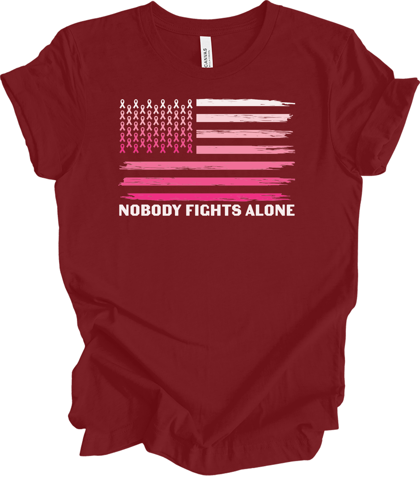 Nobody Fights Alone Cancer T-Shirt in Cardinal
