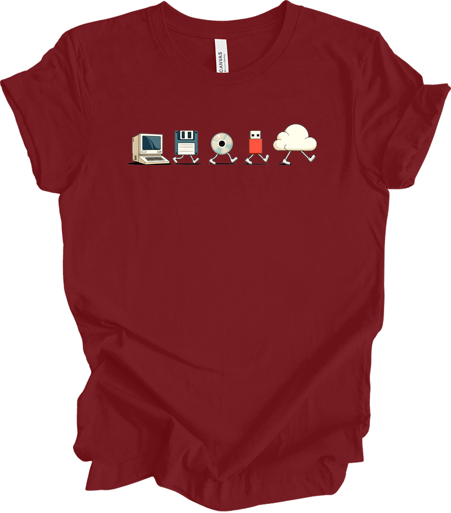 Retro Programmer Evolution T-Shirt in Cardinal