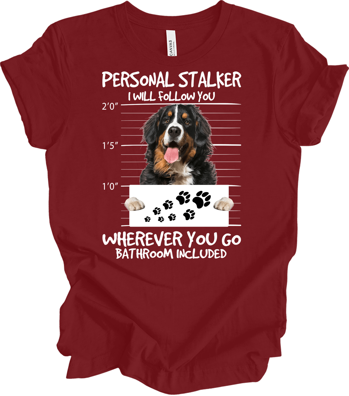 Bernese Dog Stalker Unisex T-Shirt in Cardinal